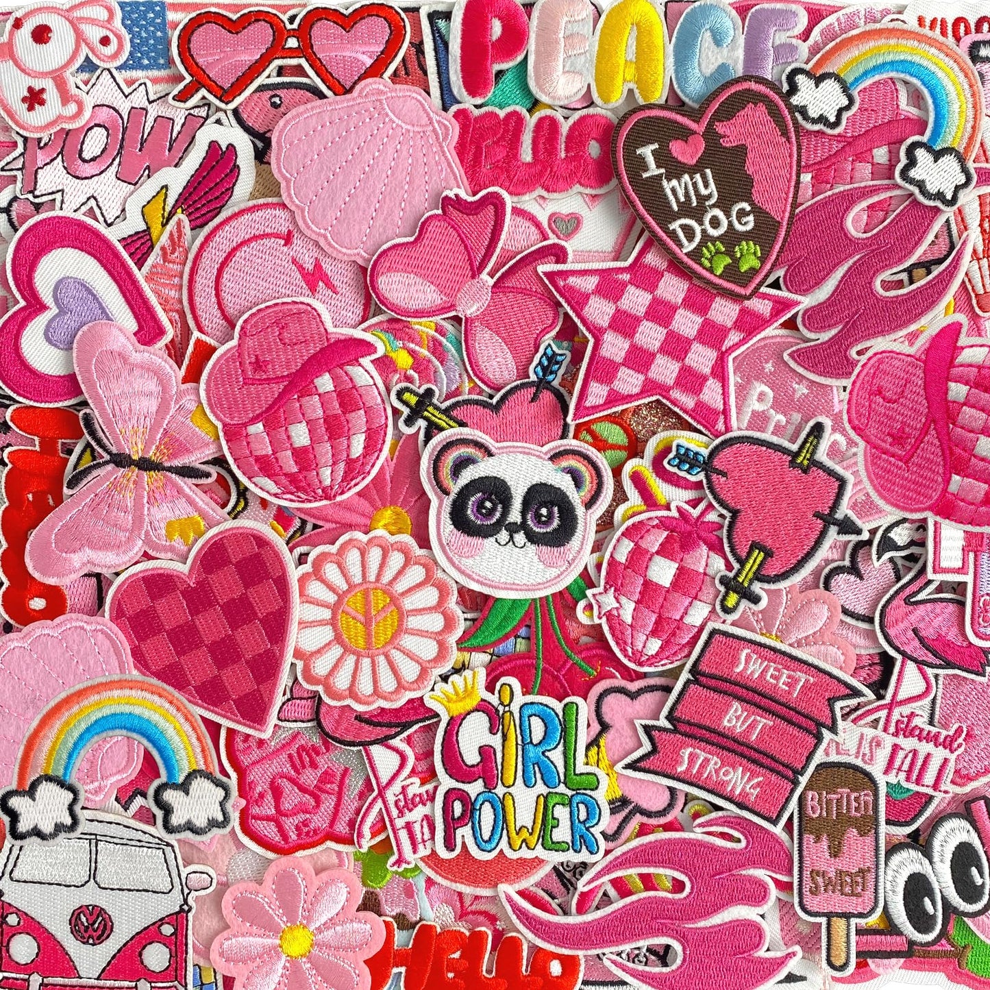 60Pcs Pink Iron on Patch, Random Assorted Styles Pink Theme Iron on Patches for Girls, Cute Preppy Applique Patches for Clothes, Dress, Hat, Jeans, DIY Accessories