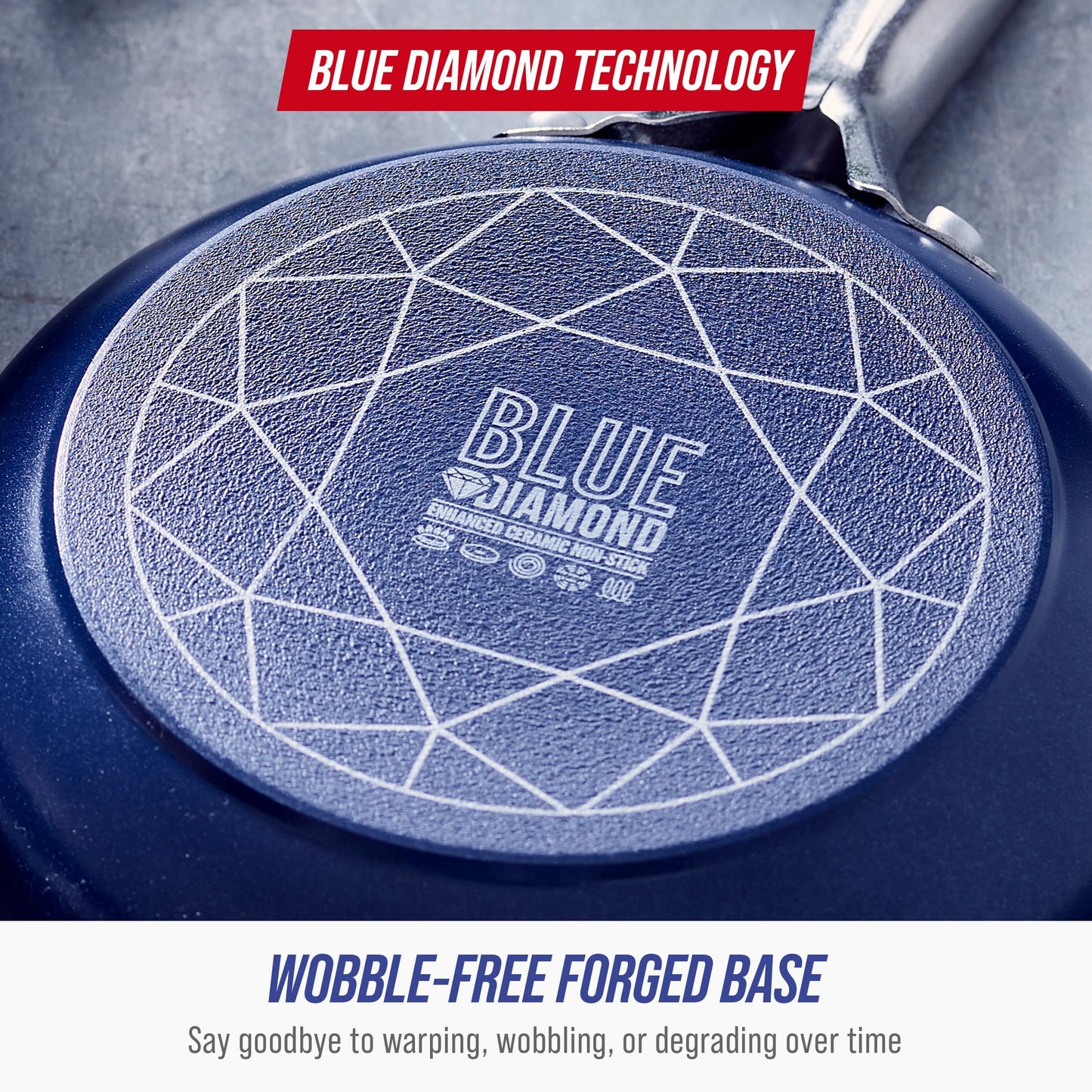 Blue Diamond Nonstick 2QT Saucepan with Lid, Non Toxic PFAS-Free Diamond Ceramic, Dishwasher & Oven Safe, Metal Utensil Safe Pot, Stay Cool Handle, Chef Pan, Glass Lid, Blue