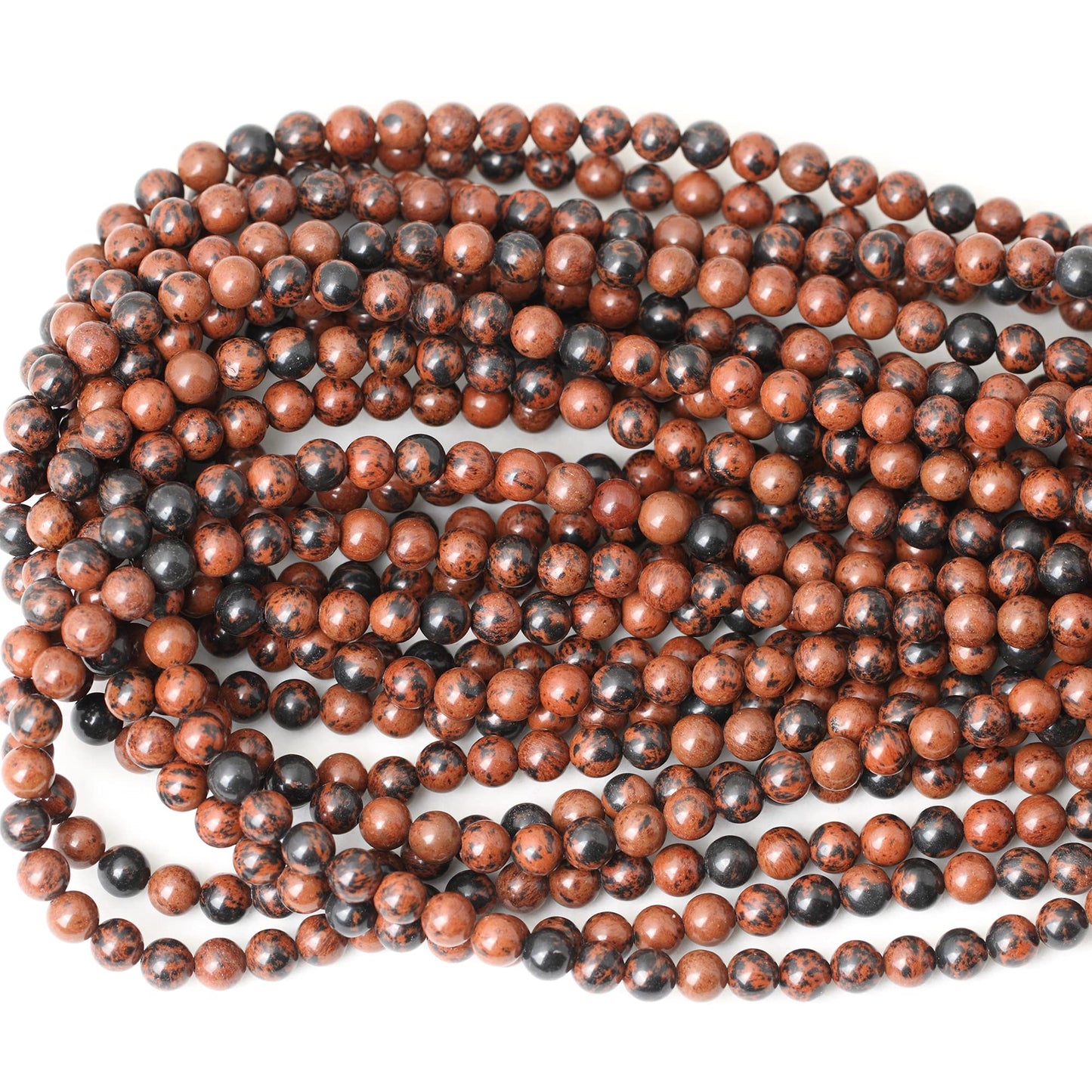 CHEAVIAN 60PCS 6mm Natural Mahogany Obsidian Stone Round Loose Beads for Jewelry Making 1 Strand 15"