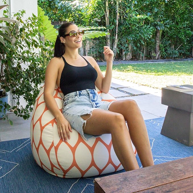 Big Joe Tuffet Weatherproof Bean Bag Chair, Paprika Bella Sunmax, Durable Weather Resistant Fabric, 2.5 feet Teardrop