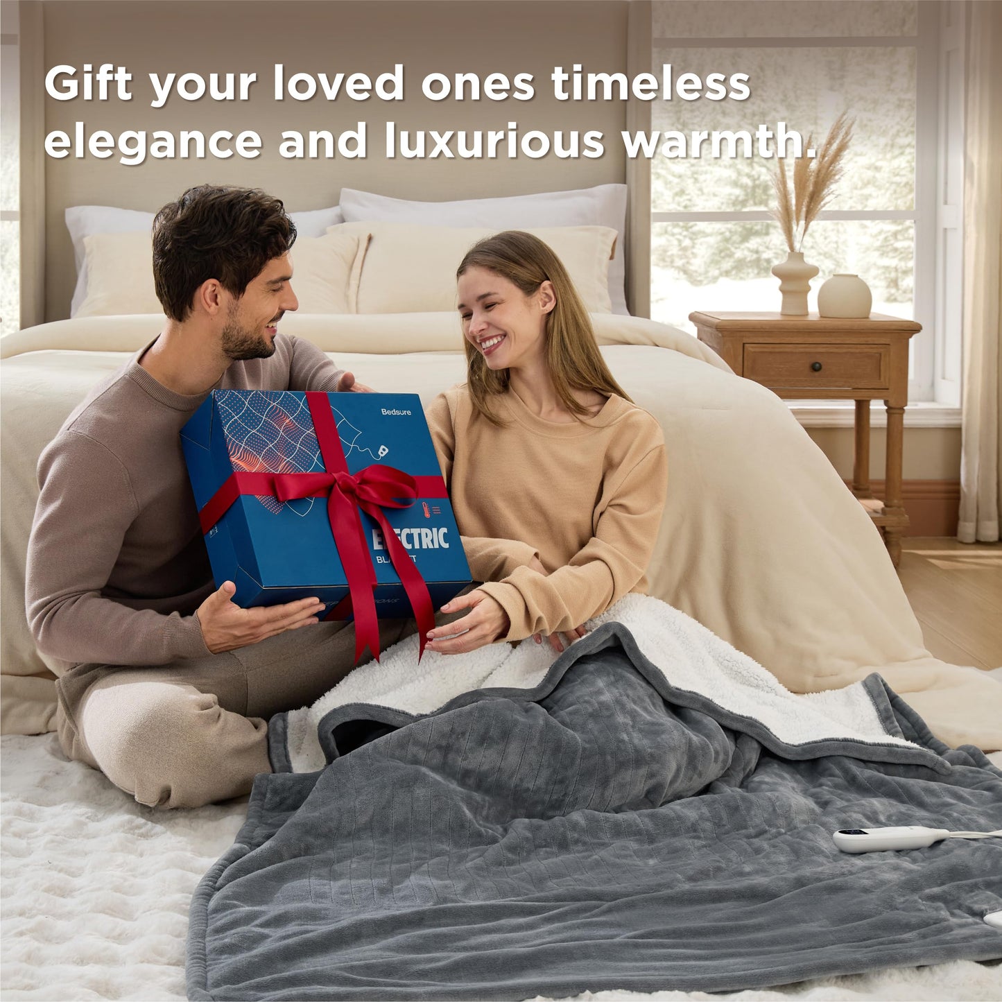 Bedsure Heated Blanket Throw Blanket with Preheat Function, Soft Flannel Electric Blanket Throw with 6 Time Settings(Up to 10H) & 6 Heating Settings, Gifts for Grandma (50"x60", Pageant Blue)