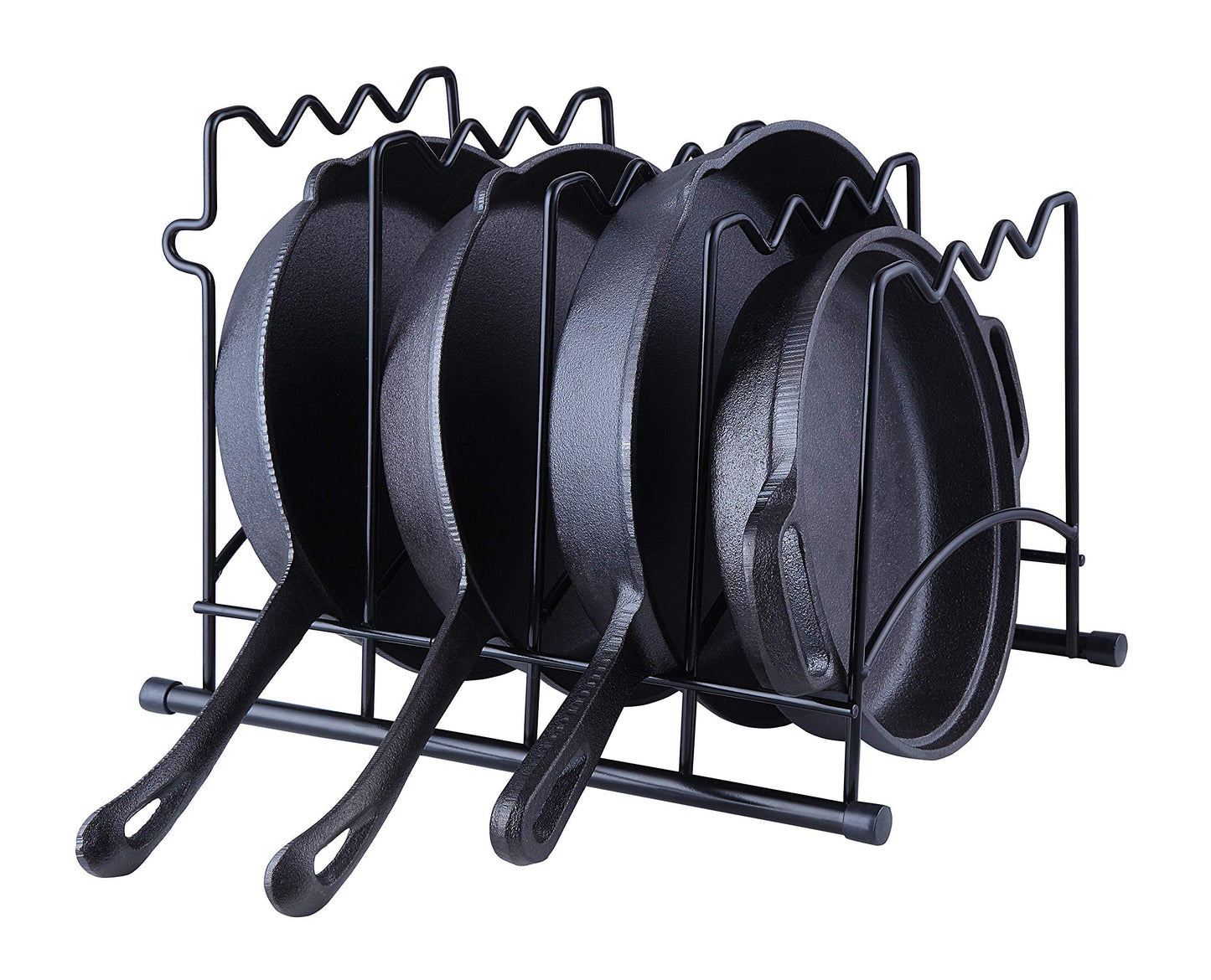 SunnyPoint Metal Heavy Duty Kitchen Countertop Cabinet Pantry Pan, Pot Lid, and Pot Organizer Rack Holder, 9.25 x 10.4 x 13.25 Inch, Black