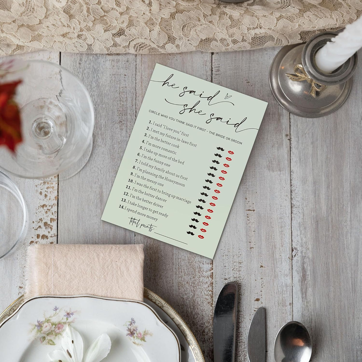 Bridal Shower Games, He Said She Said Game, 25Pcs Minimalist Sage Green Bridal Game Cards, Wedding Shower Games for Guests, Engagement Bachelorette Party Supplies
