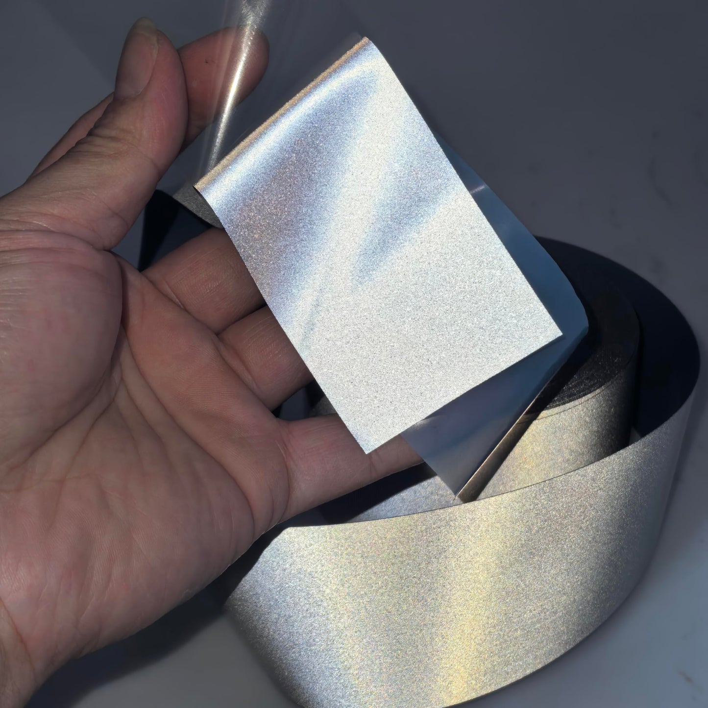 NOZUONO Reflective Heat Transfer Vinyl - Stretchable HTV for Sports Apparel, 65ft Roll - High Visibility, Flexible, Iron On, Easy to Cut for T-Shirts, Jackets, Bags (Silver) (1/2 inch x 65ft)