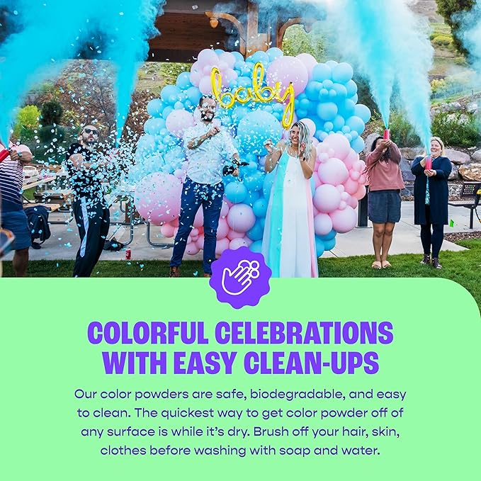 Chameleon Colors Gender Reveal Fire Extinguisher (Blue) - Built in America - Gender Reveal Powder Extinguisher for Baby Boy Photo Shoot or Party - 2 Blue Color Blasters - Non-Toxic
