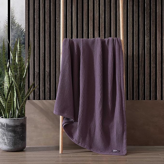 Eddie Bauer - Queen Blanket, Super Soft & Medium Weight, Softens Every Wash (Solid Waffle Purple, Queen)