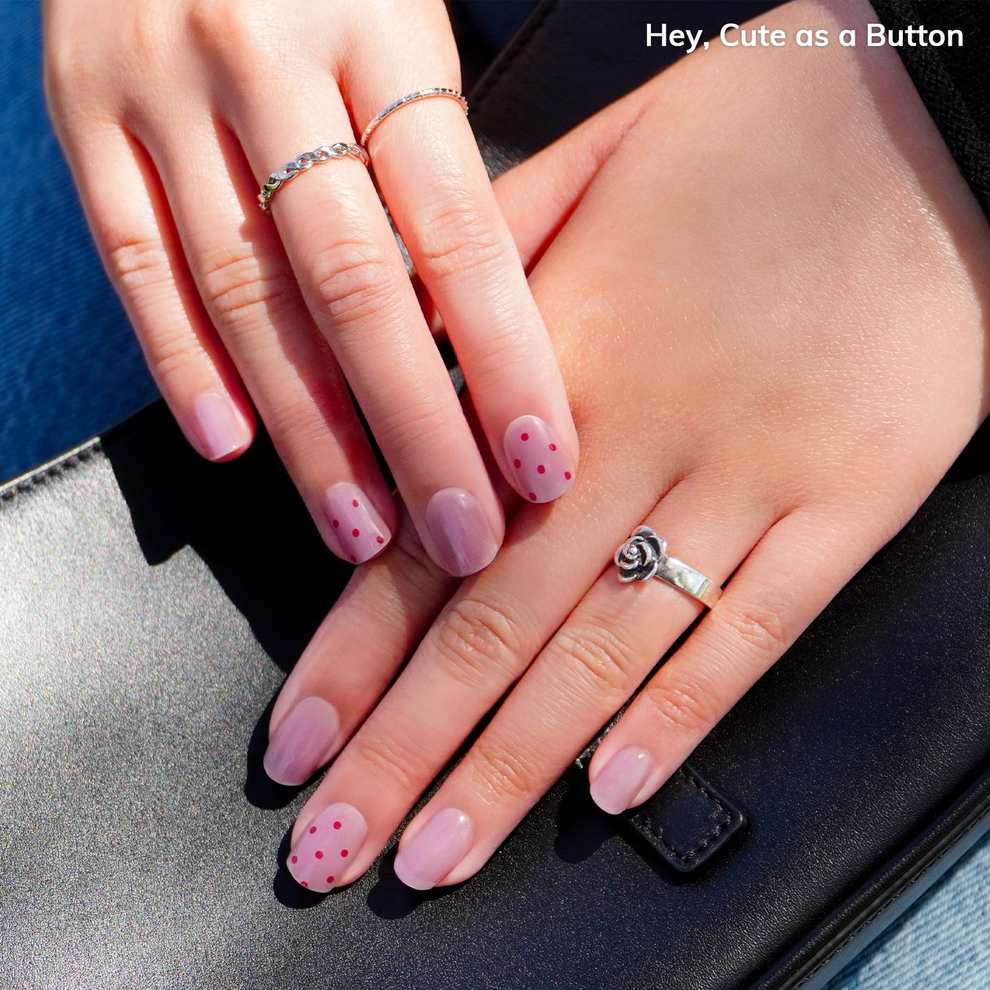 Heyhae Semi Cured Gel Nail Strips | No LED Lamp Needed | Summer, Solid, Purple | Easy Apply & Remove, Salon Quality | Includes 28 Strips, 1 Prep Pads, Nail File & Wooden stick - Hey, Cute as a Button