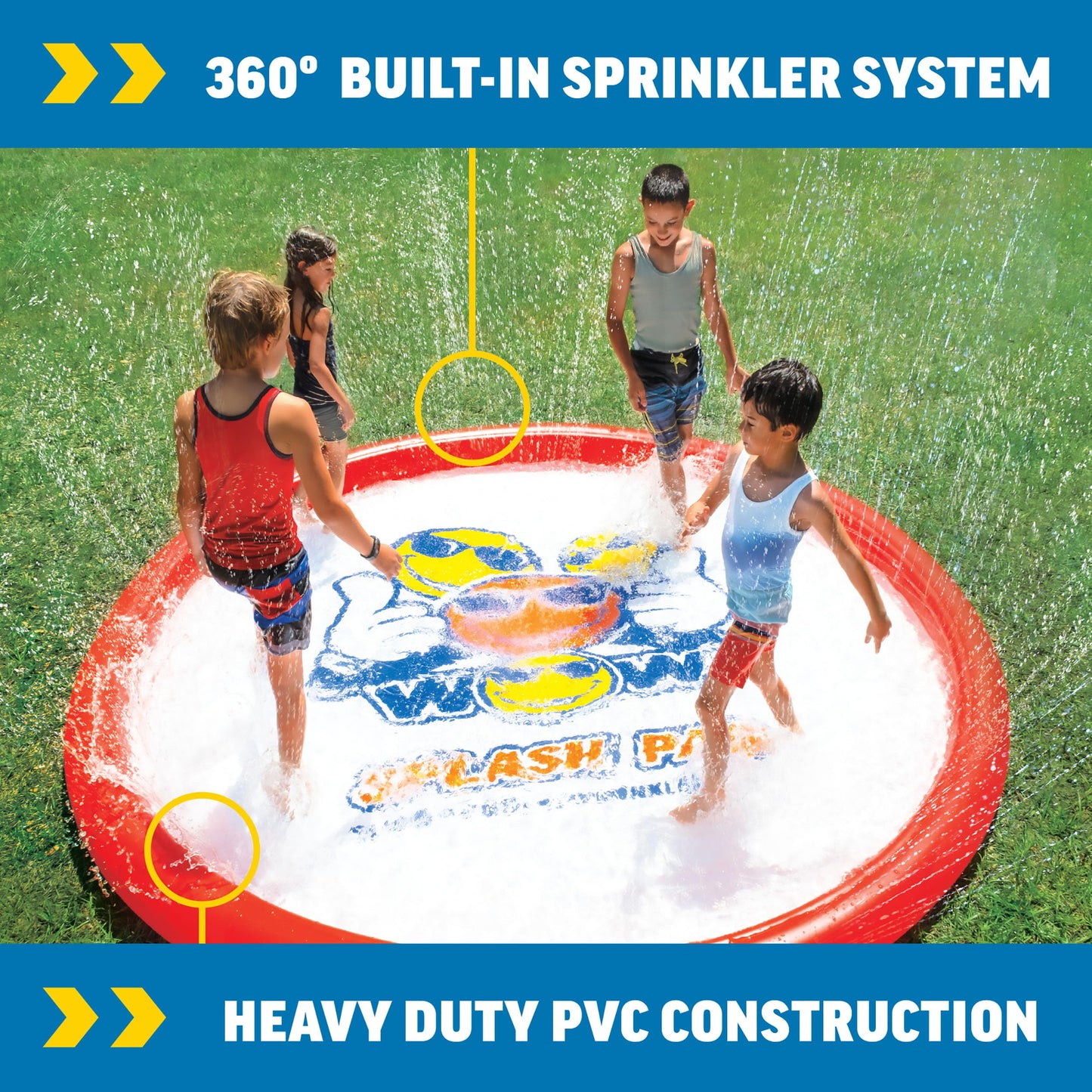 WOW Sports Giant Splash Pad, Durable wading pool with Built in Sprinklers