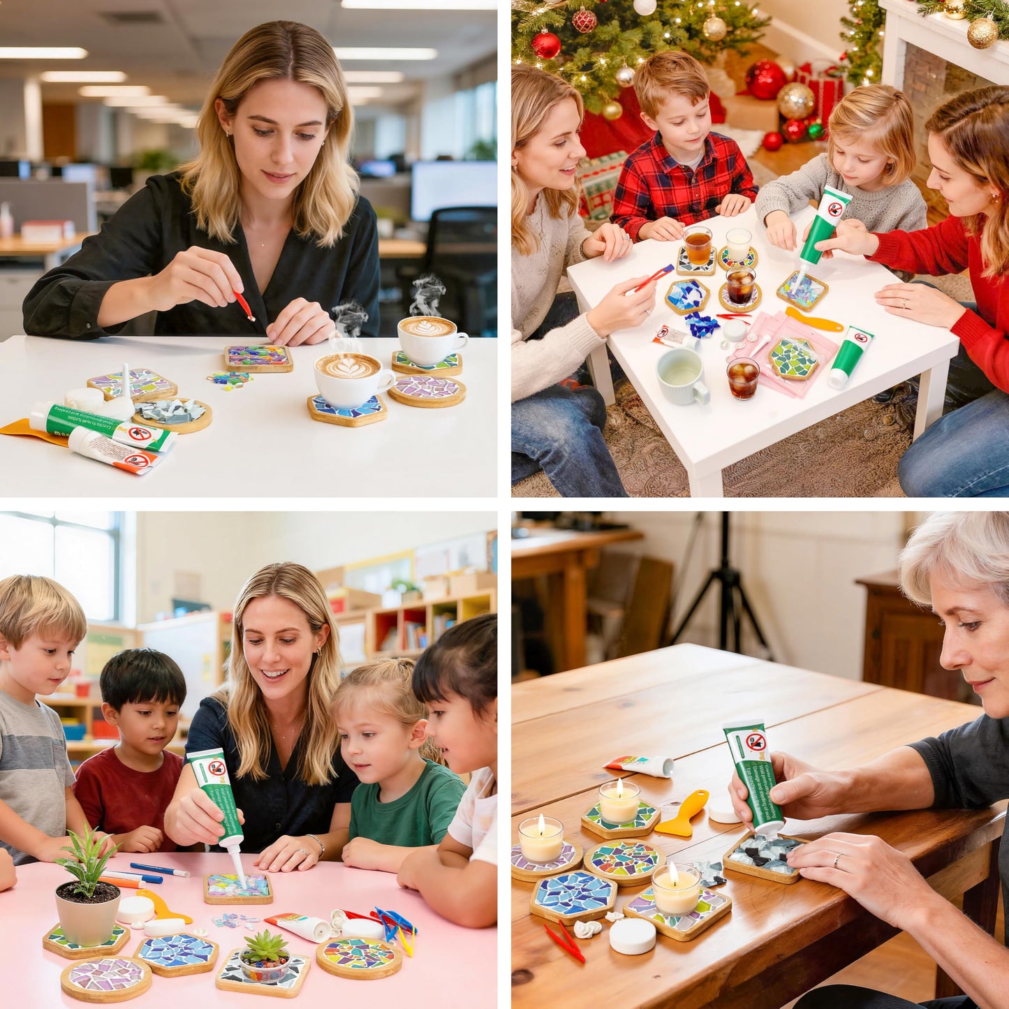ZAIONE Coaster Crafts Kit for Adults: 6 Sets DIY Mosaic Tiles Coasters with Grout Filler for Mother's Day Drinks Bottle Coffee Mug Home Decor