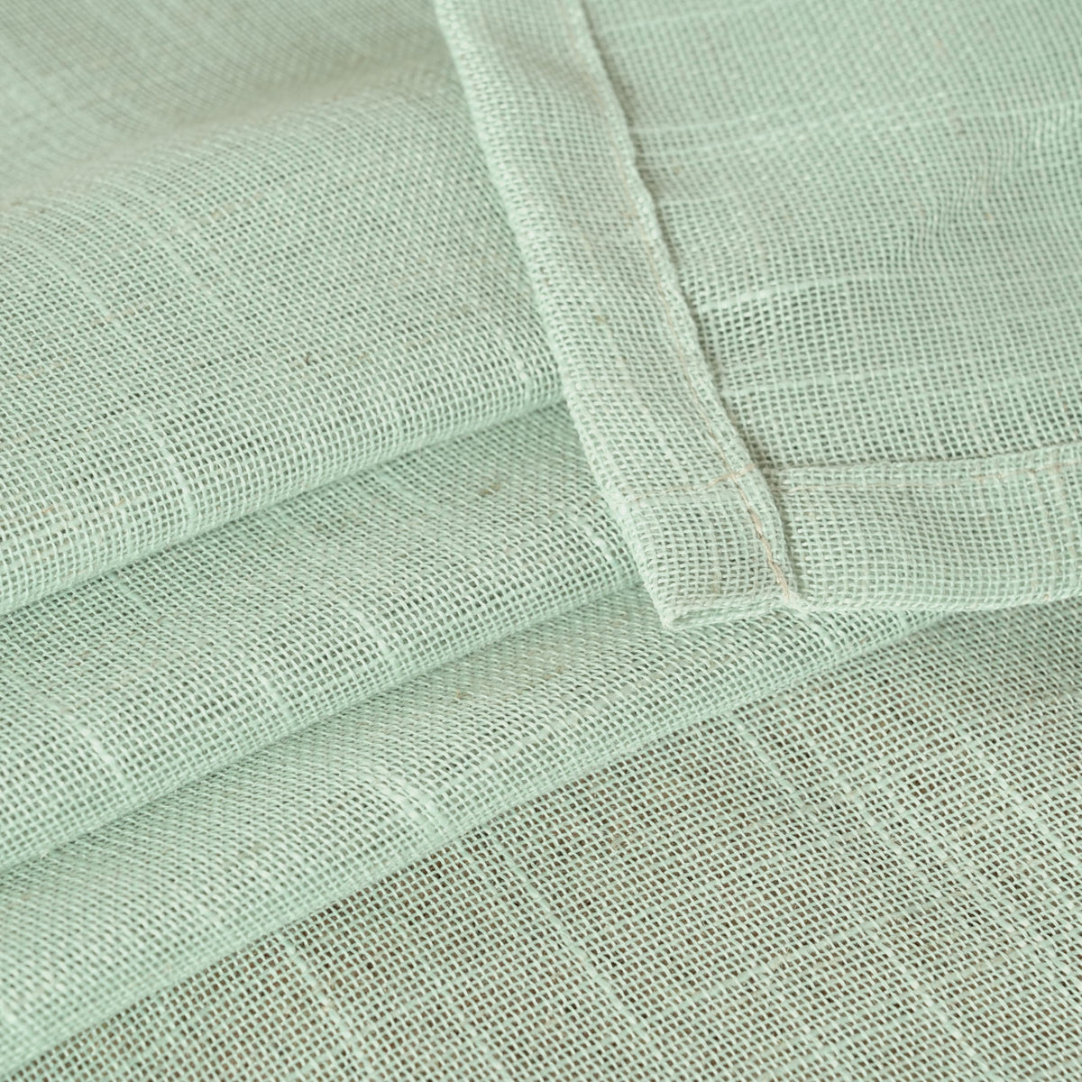 Light Green Linen Semi Sheer Curtains 84 Inch Length for Living Room (2 Count)