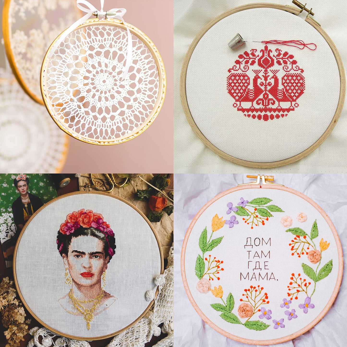 PATIKIL 12 Pieces 9 Inch Embroidery Hoops Round Adjustable Bamboo Circle Cross Stitch Hoop Ring Bulk for Embroidery Art Craft Handy Sewing Decoration