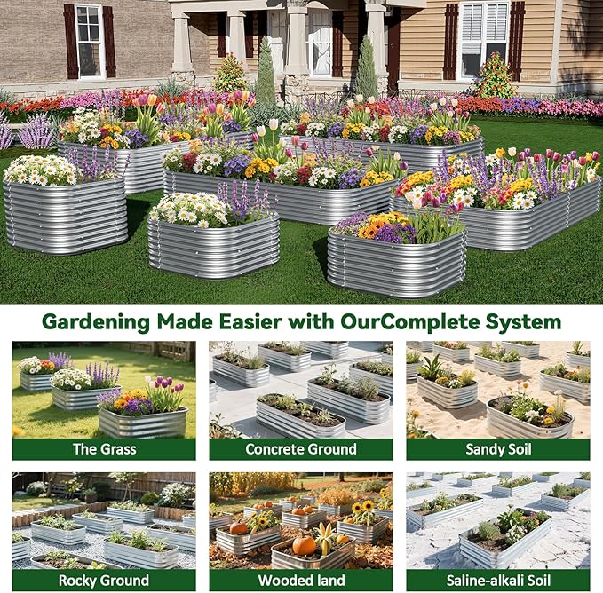 2 Pack Tall 6x3FT Corrugated Galvanized Steel Raised Garden Bed Outdoor, Metal Above Ground Garden Bed for Vegetables and Flowers, Raised Beds for Gardening-6x3x1.5FT