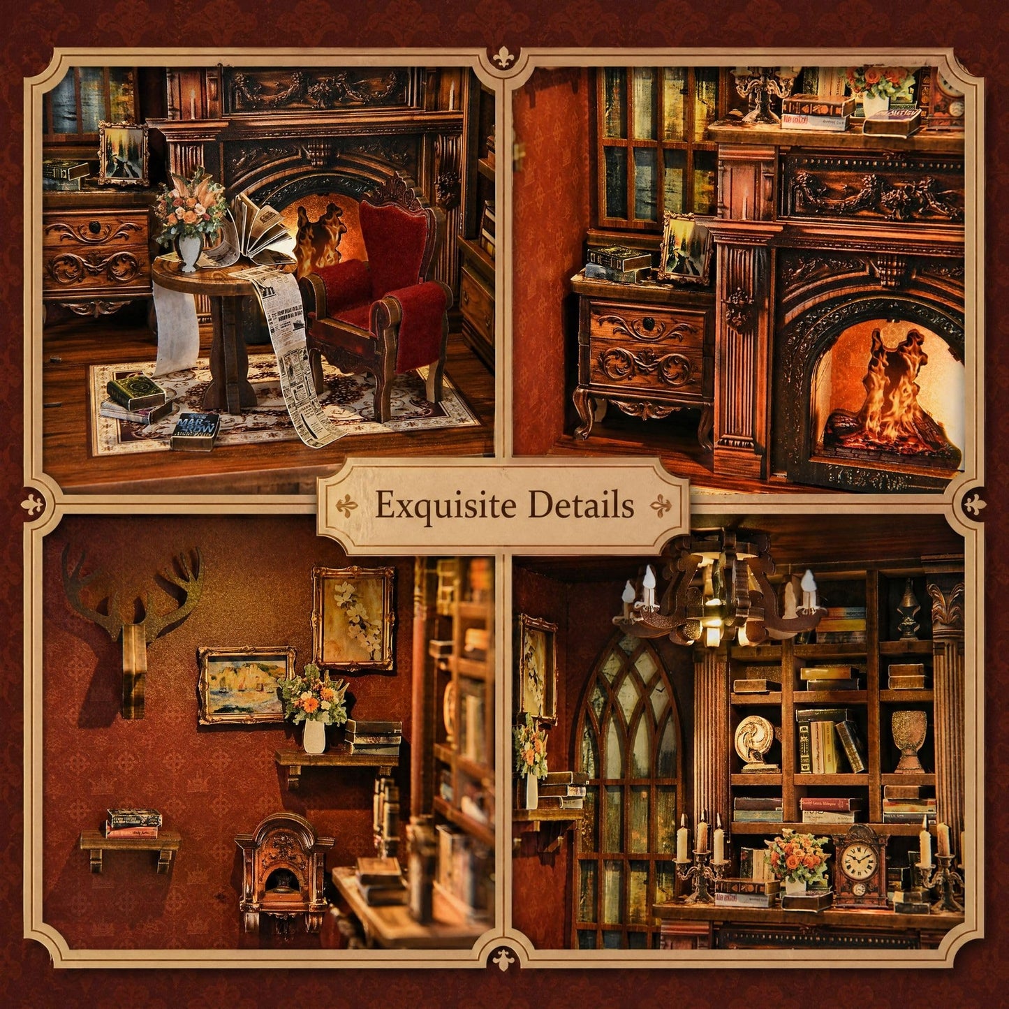 Soothee DIY Book Nook Kit with LED Lights | 3D Puzzles for Adults & Teens, Miniatures and Model Building Kits for Bookshelf Decor, Relaxing & Unique Gift for Craft Lovers | Twilight Library