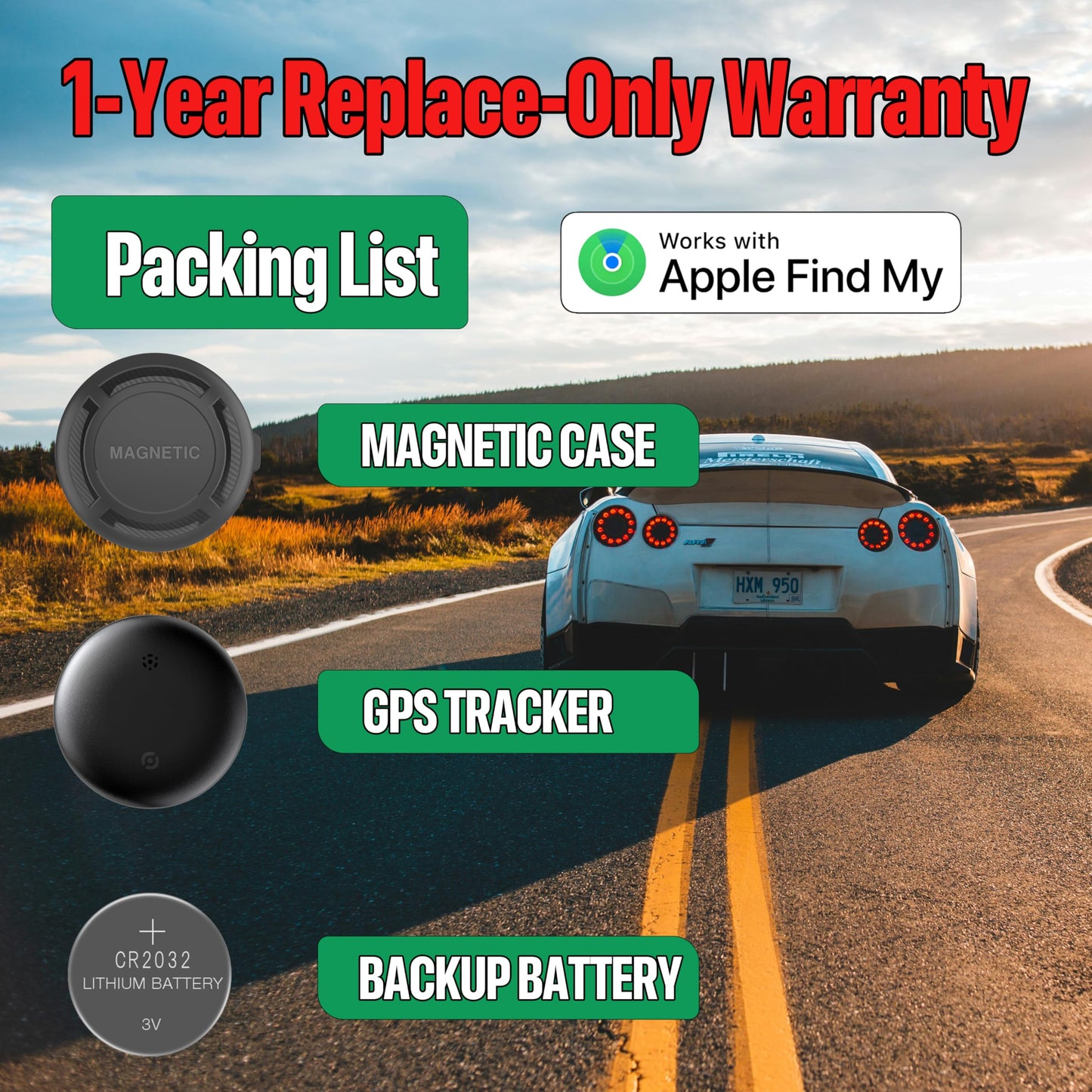 Magnetic Hidden GPS Tracker for Vehicles – 365 Days Battery Life, No Subscription, Car Tracker Device Hidden (iOS Tracker)
