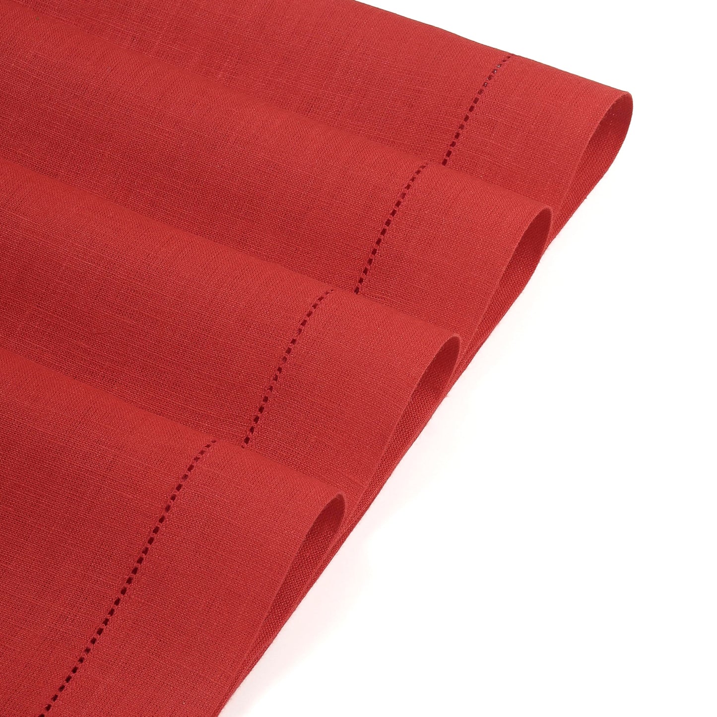 D'Moksha Homes Linen Placemats Set of 4 - Classic Hemstitch Bright Red Placemats 14 x 19 Inch - 100% Pure Linen Table Mats for Mothers Day, Spring - Handcrafted and Machine Washable