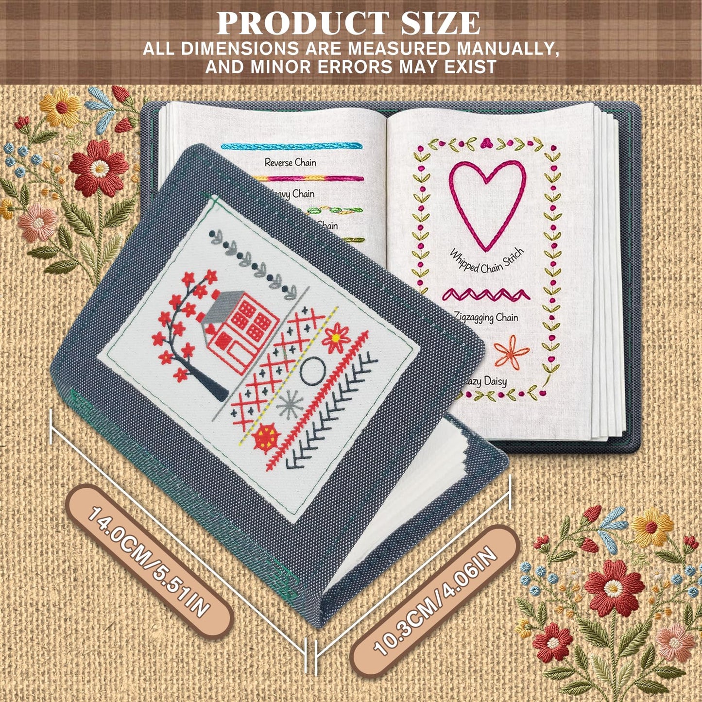 Pacify Embroidery Stitch Book Kit for Beginners, Portable Embroidery Stitch Book with Step-by-Step Guide, Sampler Patterns & Complete Tool Set for Adults Craft Lovers