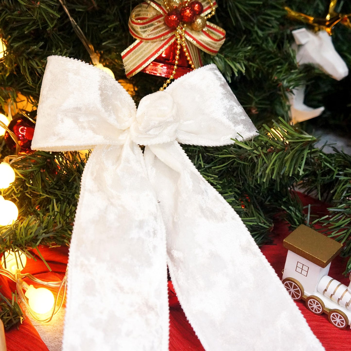 Ivory Velvet Ribbon 2.5 Inch x 10 Yards for Christmas Tree Topper Home Decoration Wreath Gift Wrapping DIY Craft