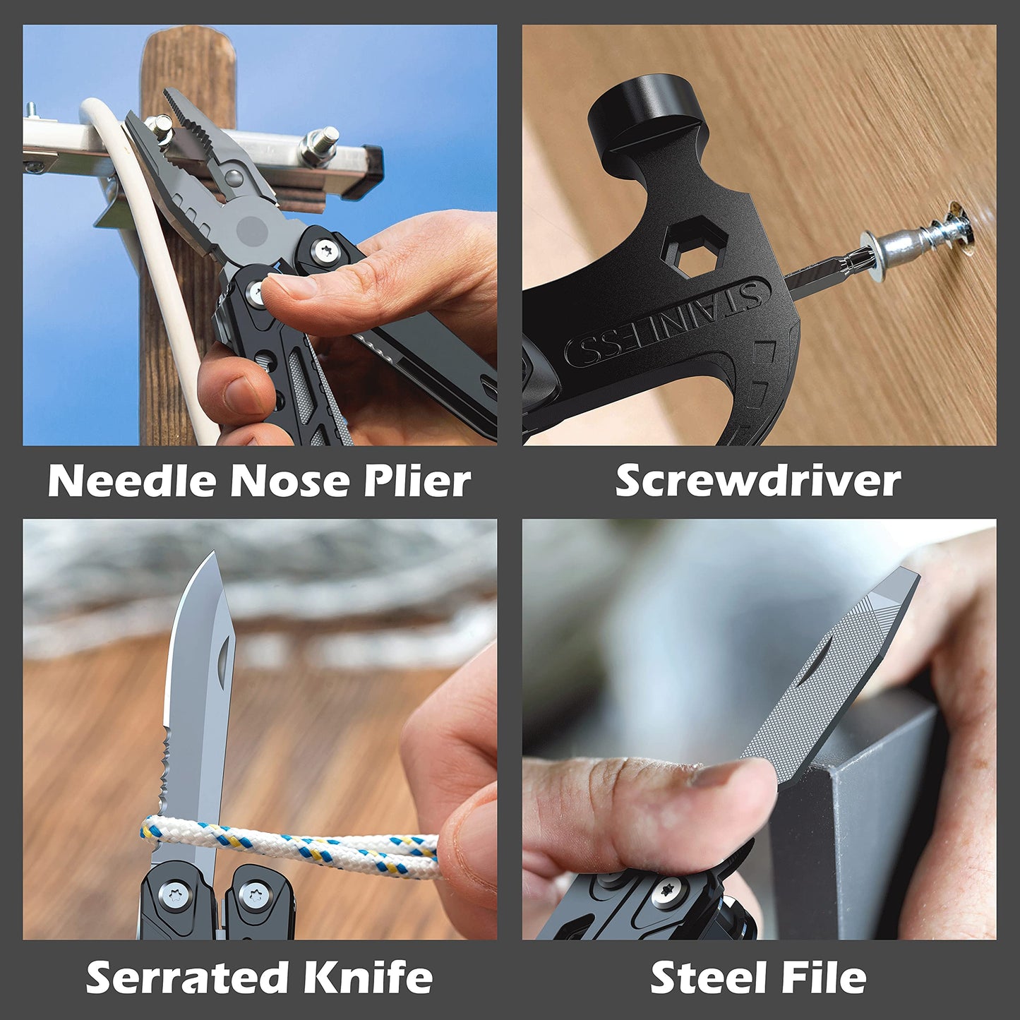 RUSH DEER 14-in-1 Multitool, Valentines Day Gifts for Men Dad Gifts, Mini Hammer Multitool, Small Hammer Tool, Survival Gear and Supplies, Christmas Gift for Boy Husbands