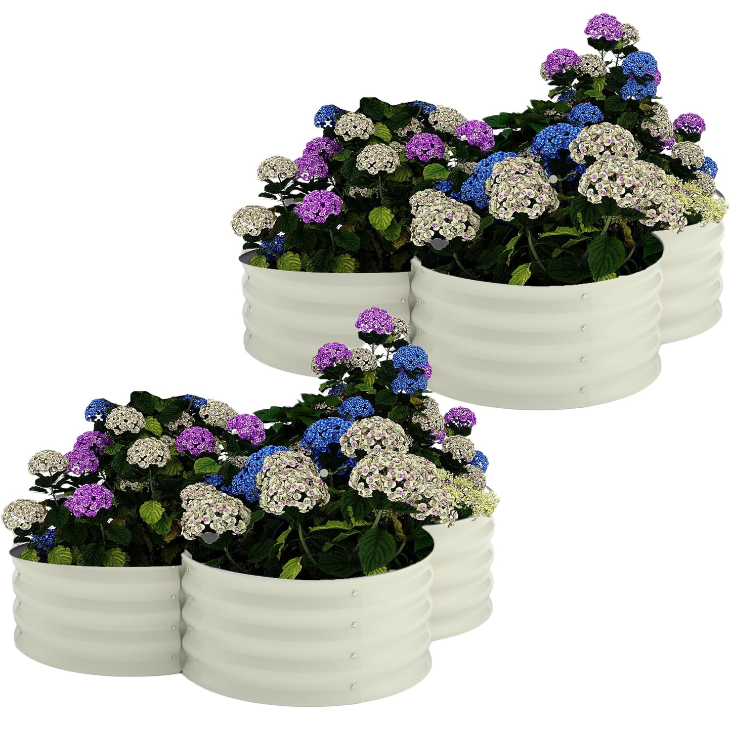 2 Pack Galvanized Raised Garden Bed – 4x4x1 ft Raised Beds-Coated Metal Planter Box with Floral Edge, Easy Assembly Rust-Resistant Outdoor/Indoor Garden Box for Vegetables, Flowers, Herbs, White