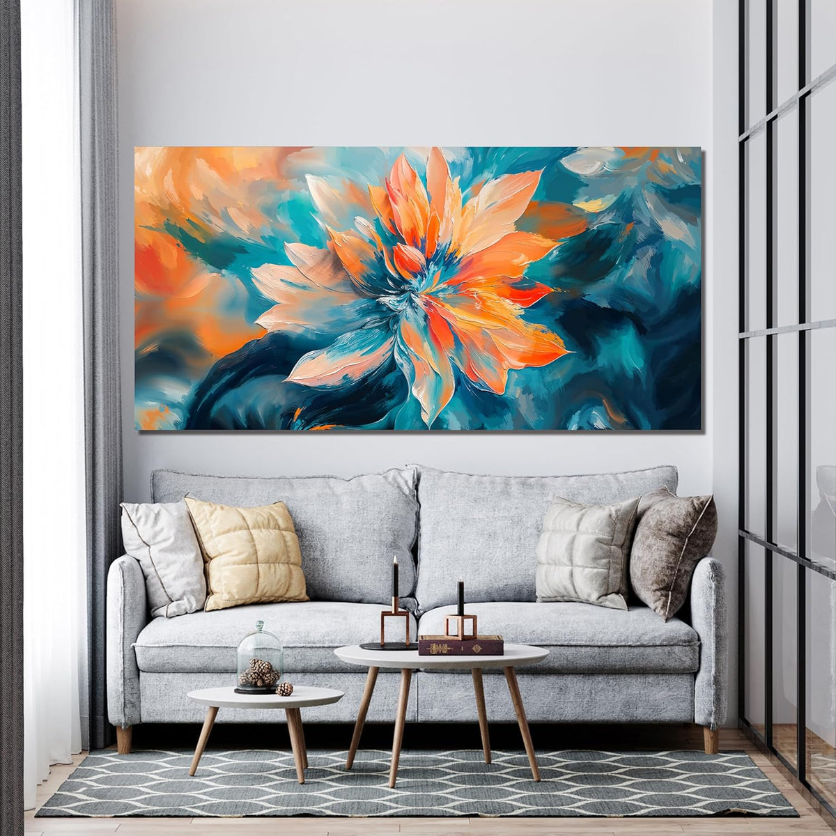 KUPTEU Canvas Wall Art Decor Large Wall Art Pictures for Living Room Colorful Flowers Wall Art Prints Decorations Canvas Art Wall Decor Artwork for Walls Bedroom Home Aesthetic Decor 24" X 48"