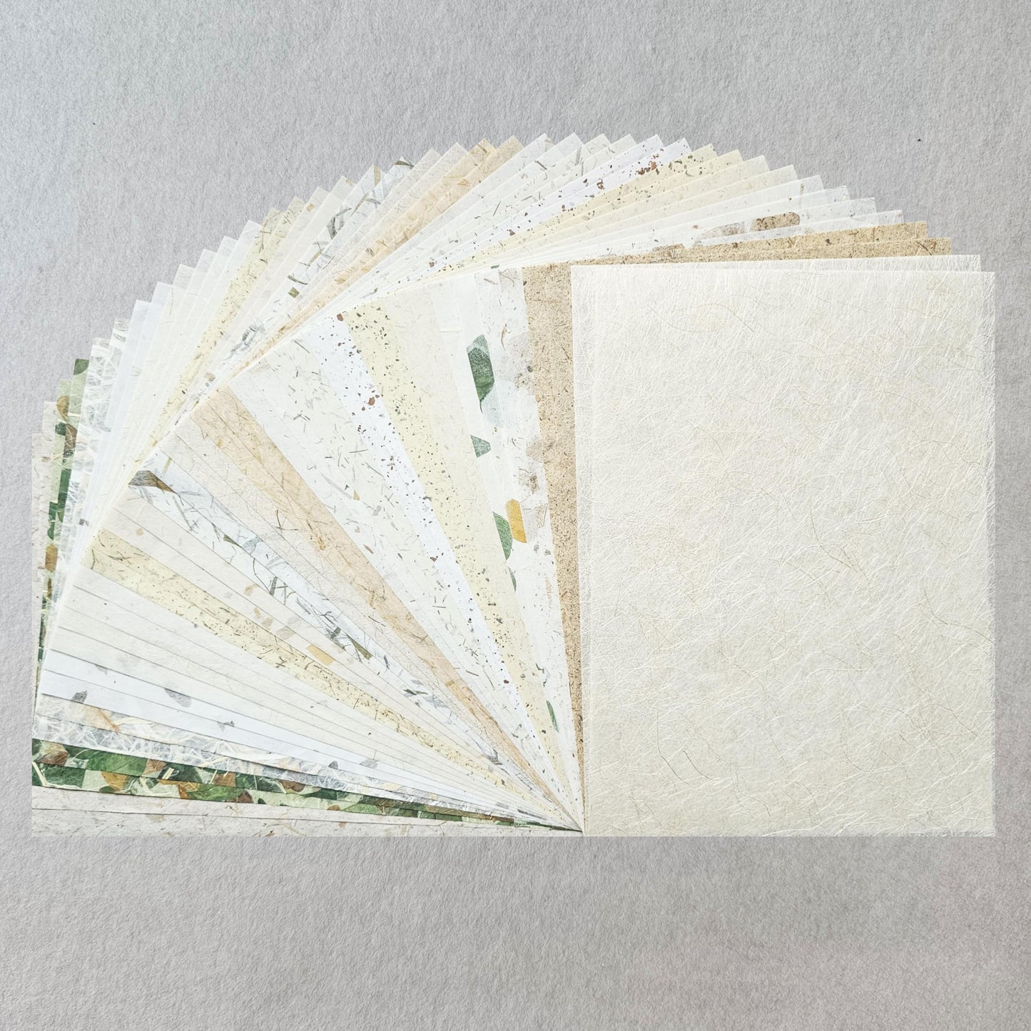 Kozo Studio - Natural Inclusion Mulberry A4 Paper Pack (40 Sheets, 20 Designs) | Premium Decorative Paper for Scrapbooking, Card Making, Collage, Mixed Media Crafts, and DIY Projects