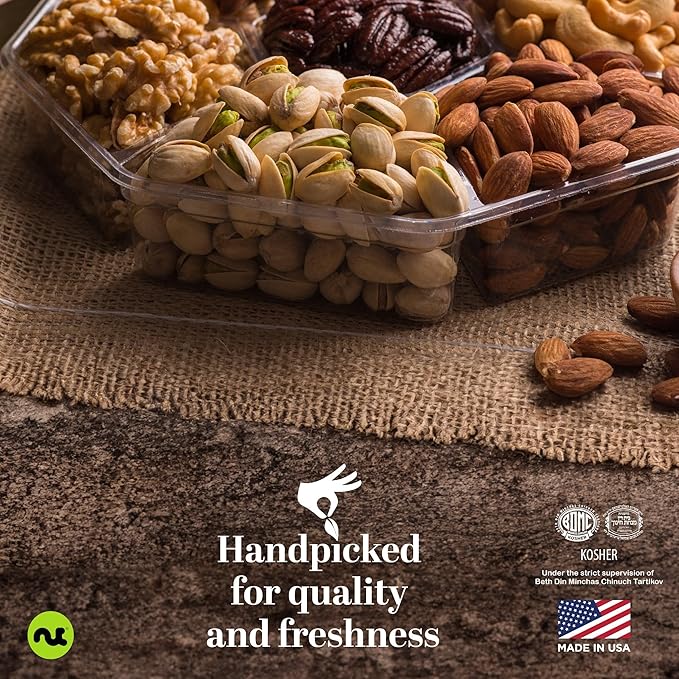 NUT CRAVINGS - Halloween Treats For Adults Mixed Nuts Gift Basket + Heart Ribbon (7 Assortments) Holiday Xmas Christmas Food Arrangement, Healthy Snack Care Package, Food Assortments