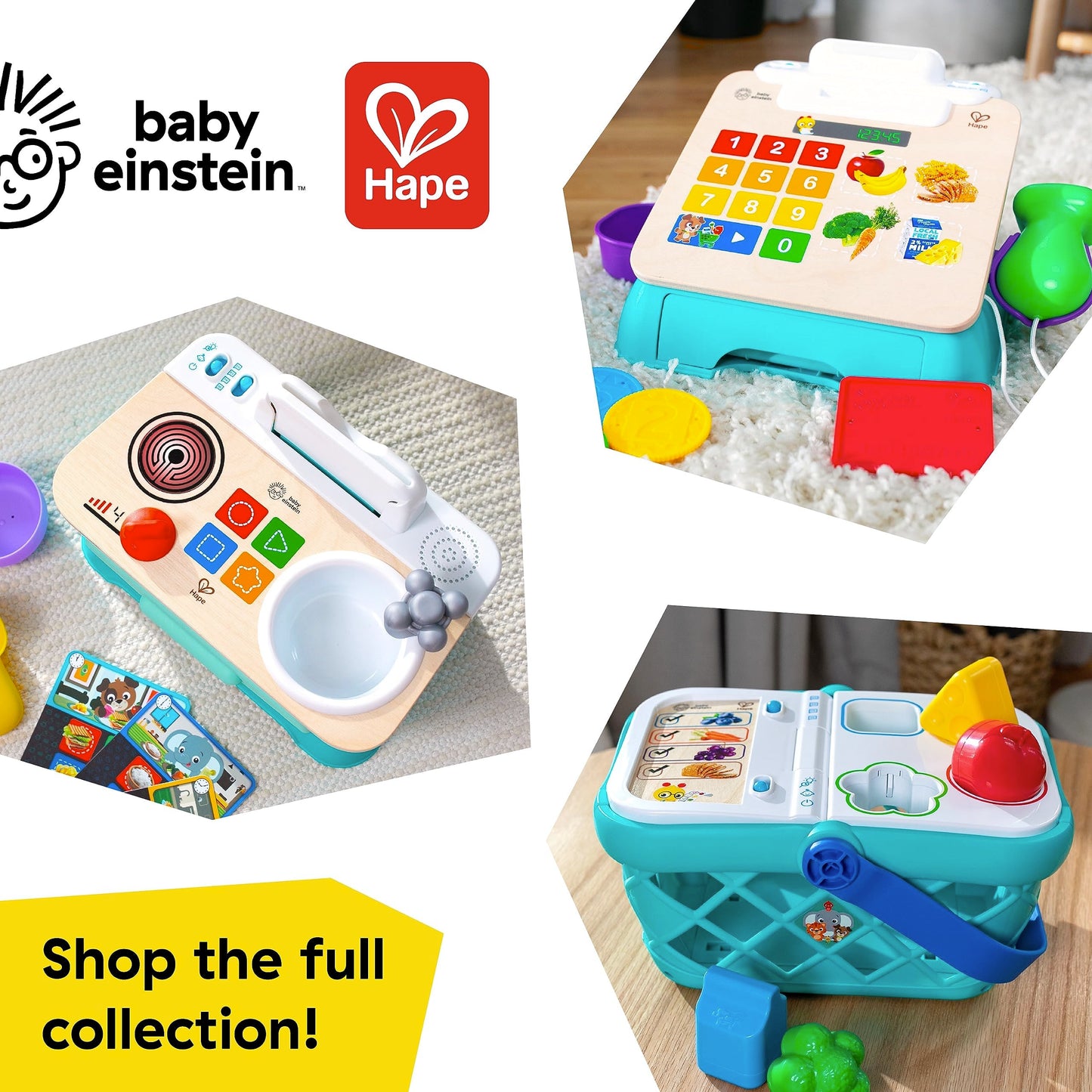 Baby Einstein + Hape Magic Touch Kitchen Play Toy Cooking Stove Set with Real Sounds and Music, Fine Motor Skill Development, Ages 1, 2, 3, 4+