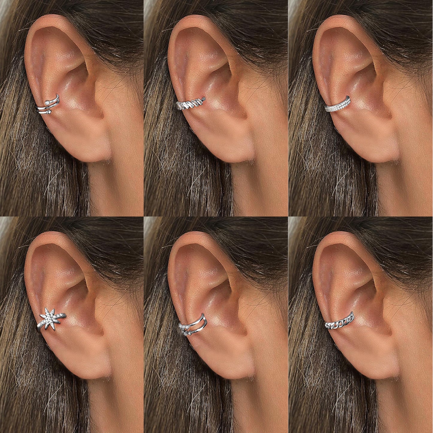 Dochais 9Pcs Ear Cuff 14K Gold Plated Cuff Earrings Gold Ear Cuffs Non Pierced Ear Clips Cartilage Earring Fake Earrings (12pcs-Silver)