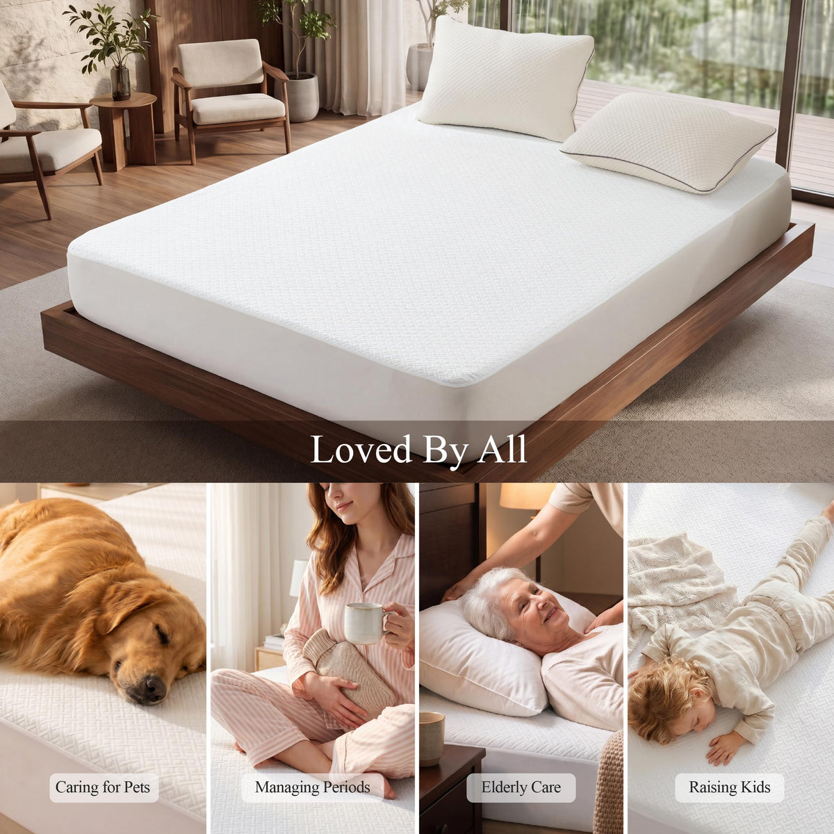 Twin Size Mattress Protector Waterproof Bamboo Rayon