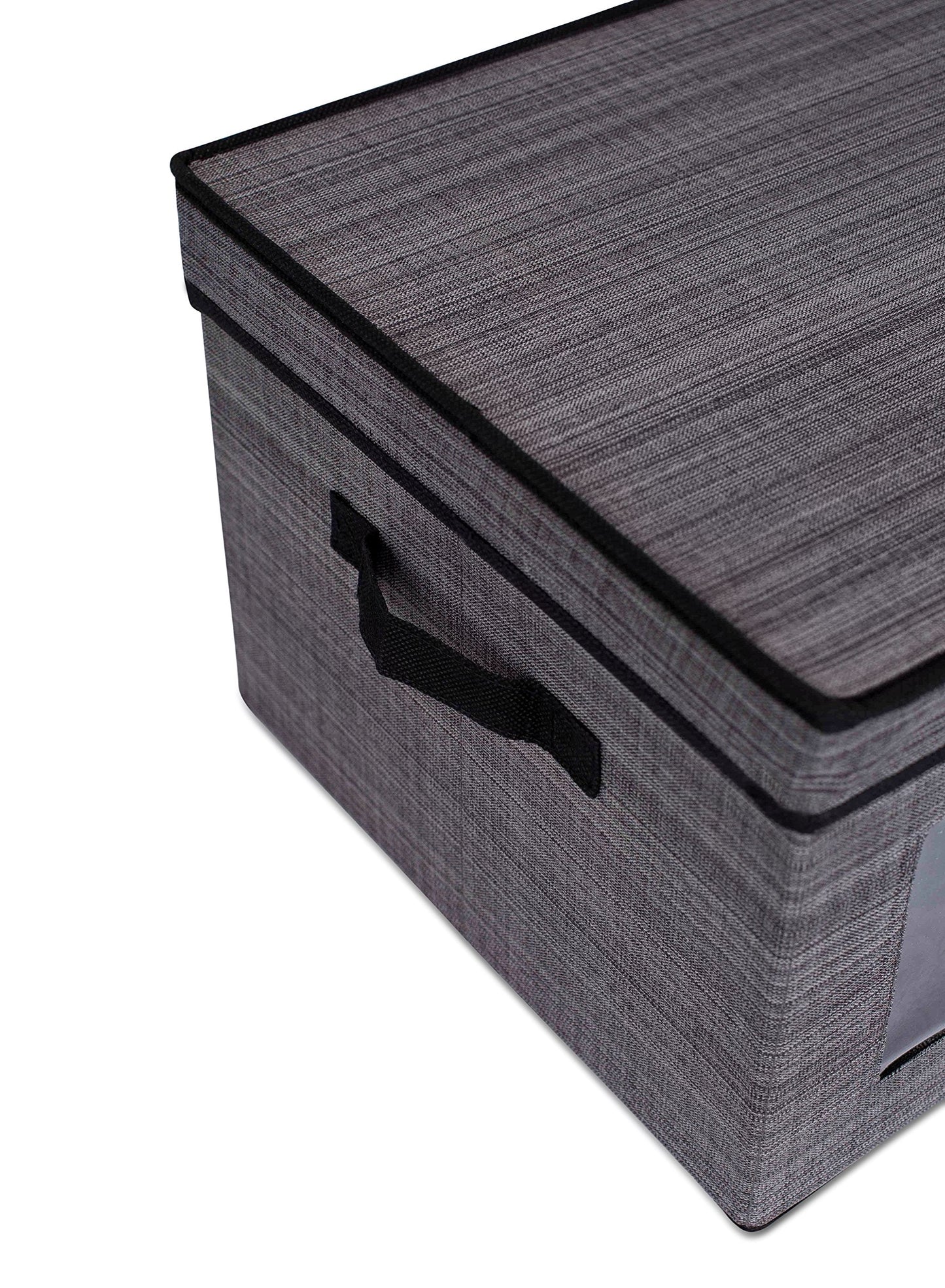 Internet's Best Storage Box with Window - Durable Storage Bin Basket Containers with Lids and Handles - Clothes Nursery Toys Organizer - Grey