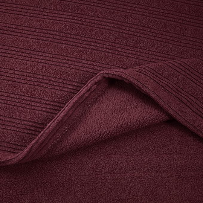 Serta Travis Fleece Ultra Soft Tri-Rib Textured Electric Blanket, Cozy and Snuggly Cover Fast Heating for Cold Weather, Auto Shut Off, Multi Heat Setting Controller, King, Berry Red