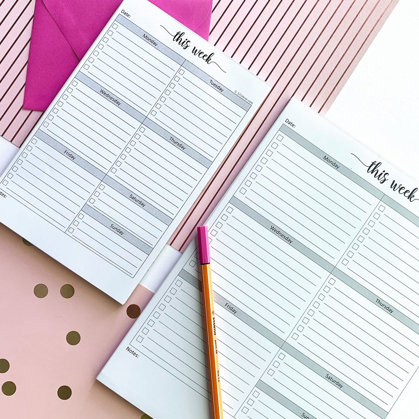321Done 8.5x11 Weekly Checklist Notepad, Made in USA, Letter Size Tear-Off Undated Planning Pad, Work and Personal Organizer To Do List Pad, Desk Planner, Productivity Tracker - 50 Sheets