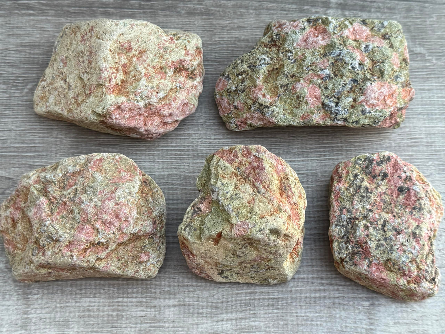 GAF TREASURES XL Raw Unakite, 3-4" Natural Rough Unakite, Unakite Rough, Unakite Healing Rough Crystal (Unakite, 0.5-1 lb)
