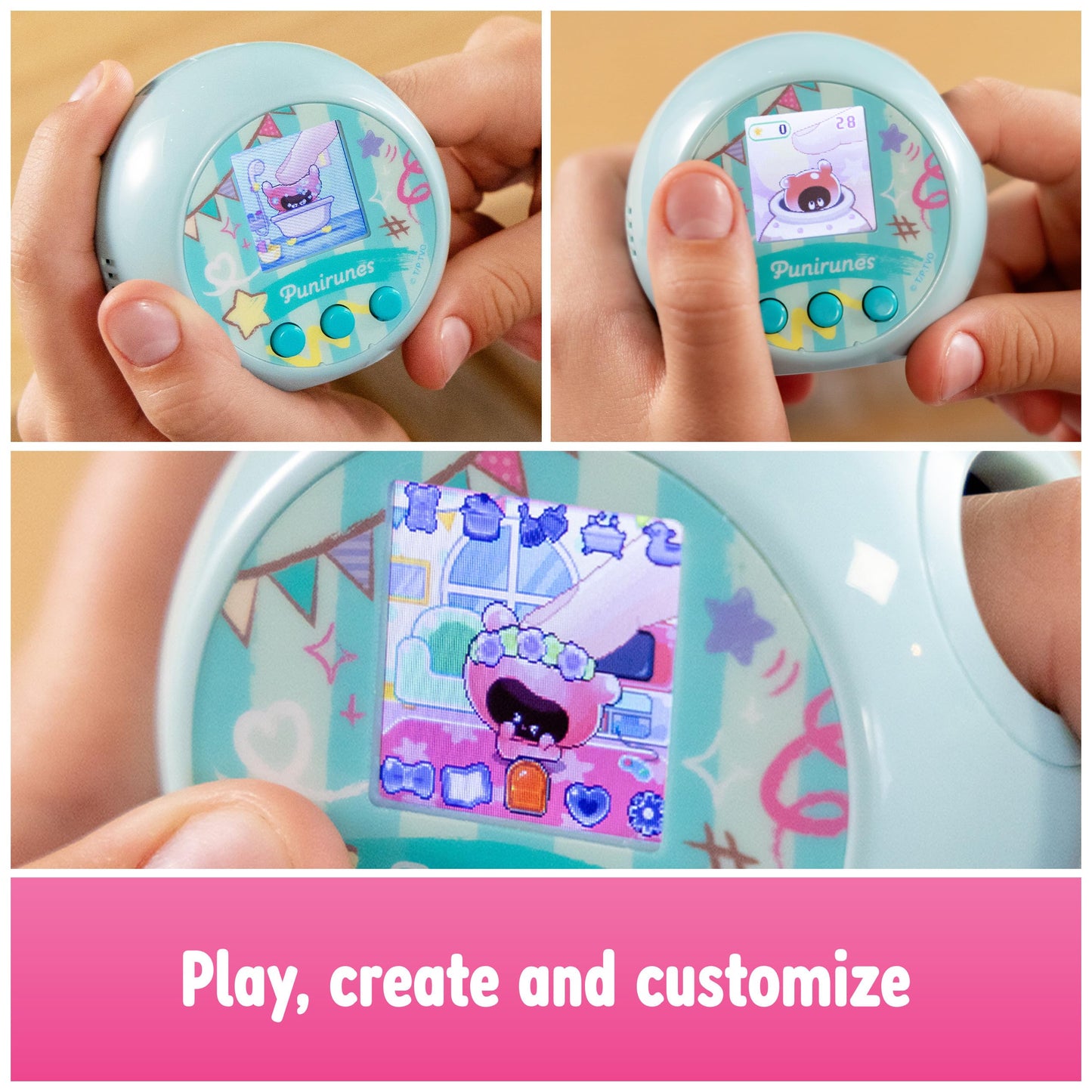 Punirunes, Interactive Digital Toy with 55 Squishy Characters Inside, Reacts to Touch, Color Display, Kids Toys for Ages 5 and up