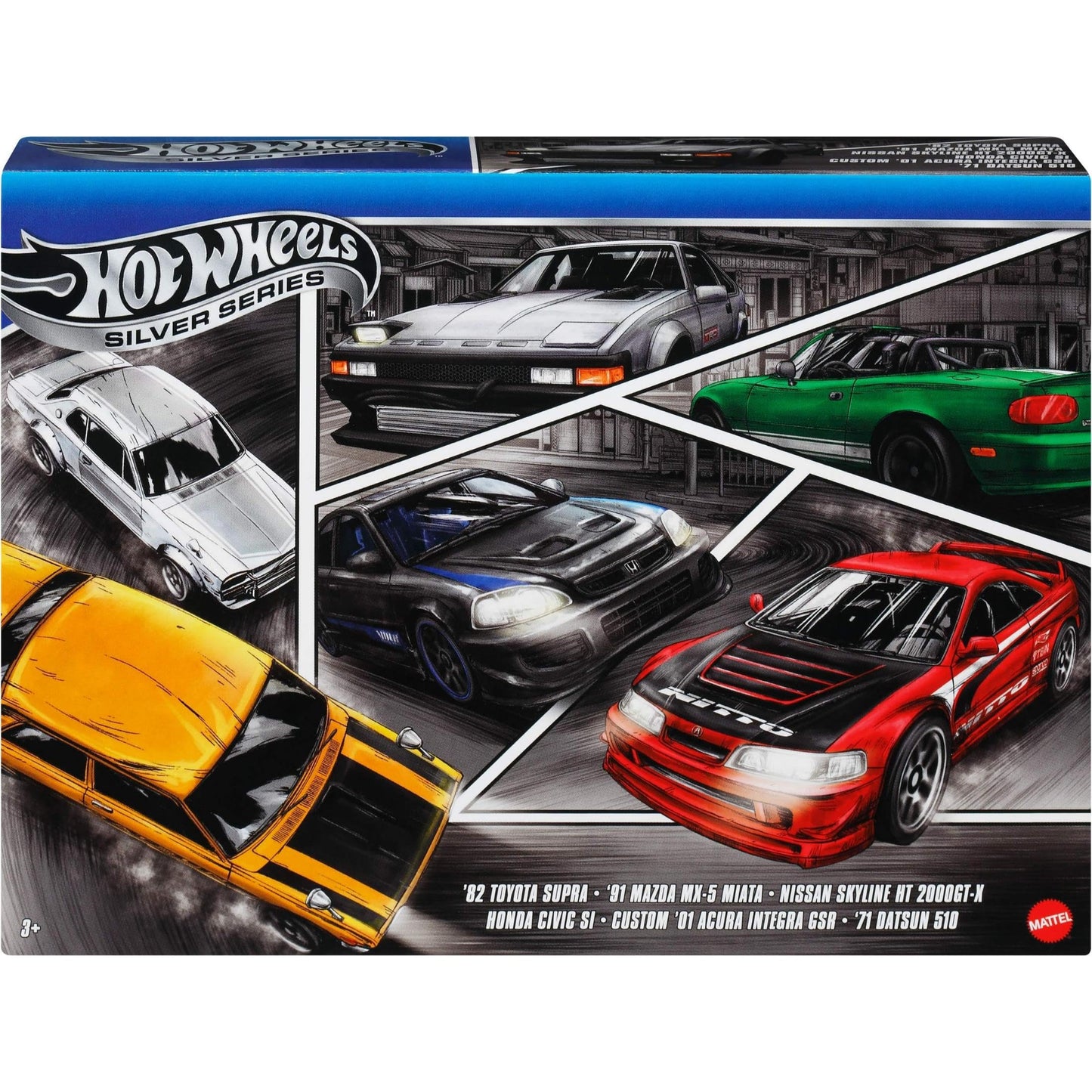 Hot Wheels 1:64 Scale Die-Cast Toy Cars, Set of 6 Japanese Vehicles with Elevated Deco (Styles May Vary)