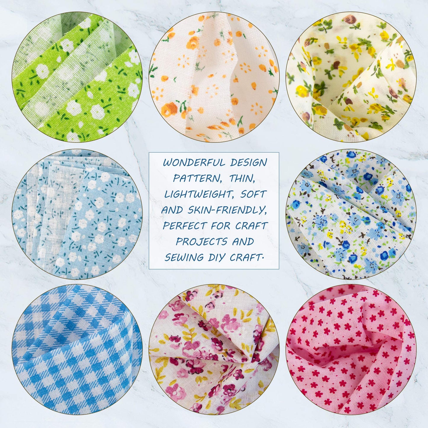 AUEAR, 35 Pack Cotton Print Fabric Bundle Squares 9.8"x9.8" Quilting Sewing Floral Precut Sheets for DIY Scrapbooking Dot Pattern (Bright Colors: Red & Blue Yellow Pink Green)