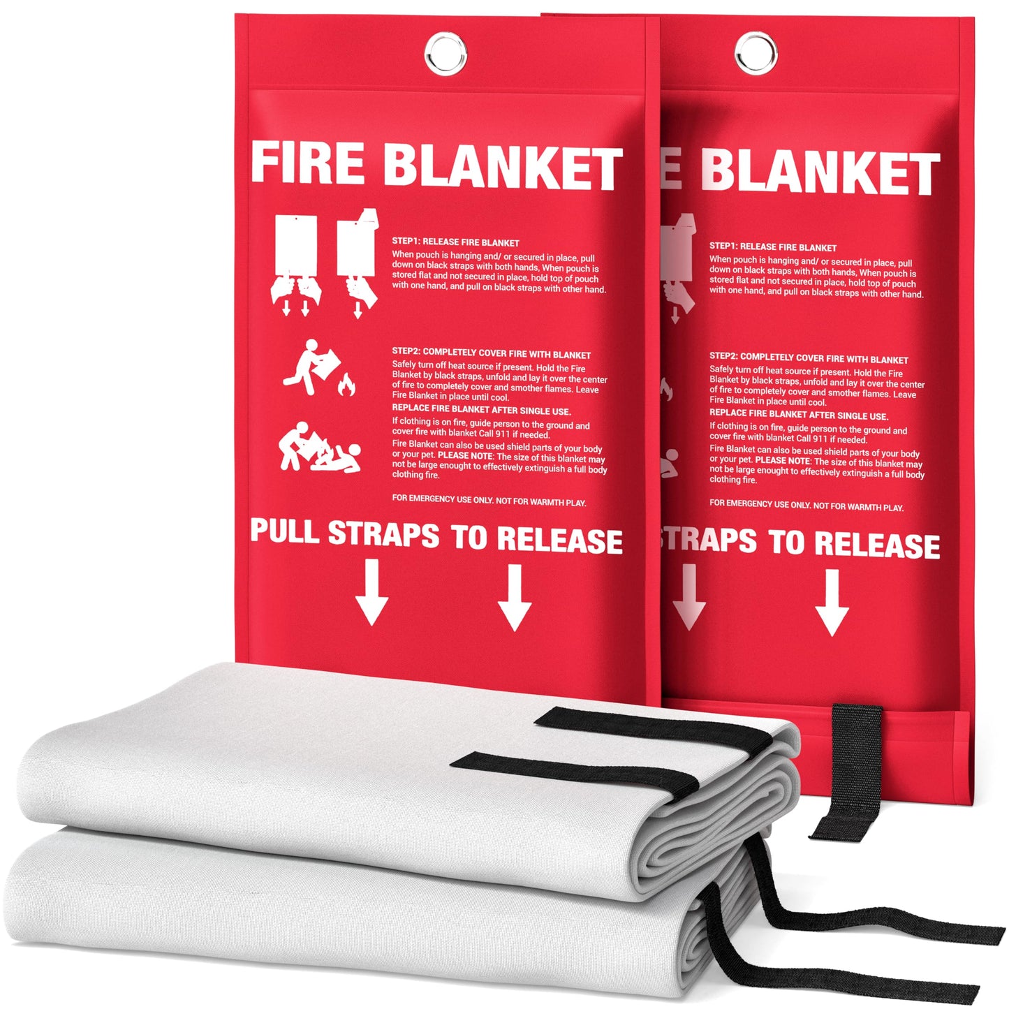 National Park Foundation Partner Emergency Fire Blanket, 40”x40” UM9 Fiberglass Fire Blanket for Outdoor, Home and Kitchen Fires, Camping Gear, Emergency Safety Protection, Designed in The USA (2Pk)
