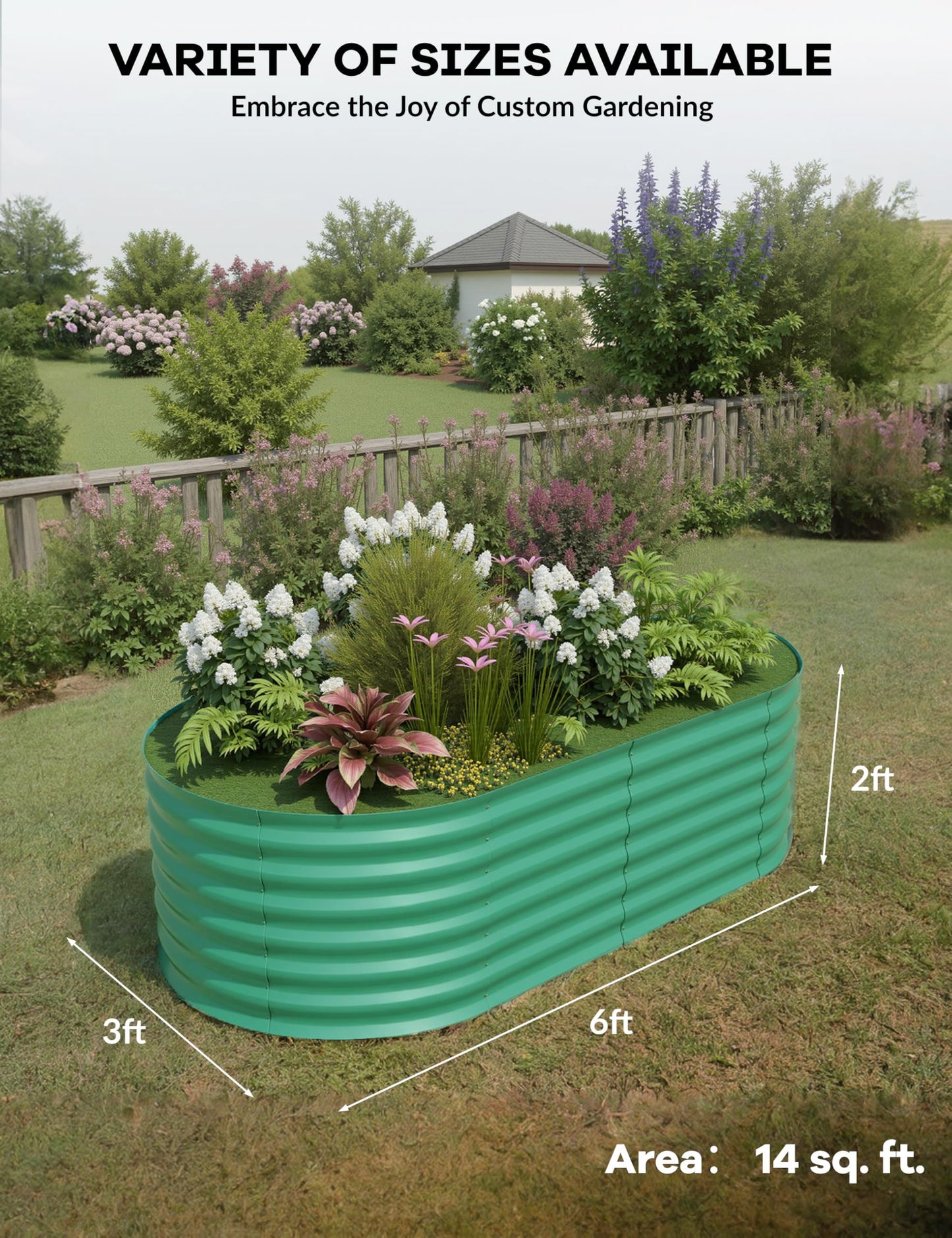 6x3x2Ft Raised Garden Bed, Galvanized Planter Box Outdoor, 24" Large Rot-Resistant Metal Garden Bed Planter for Planting Flower Vegetables Herb