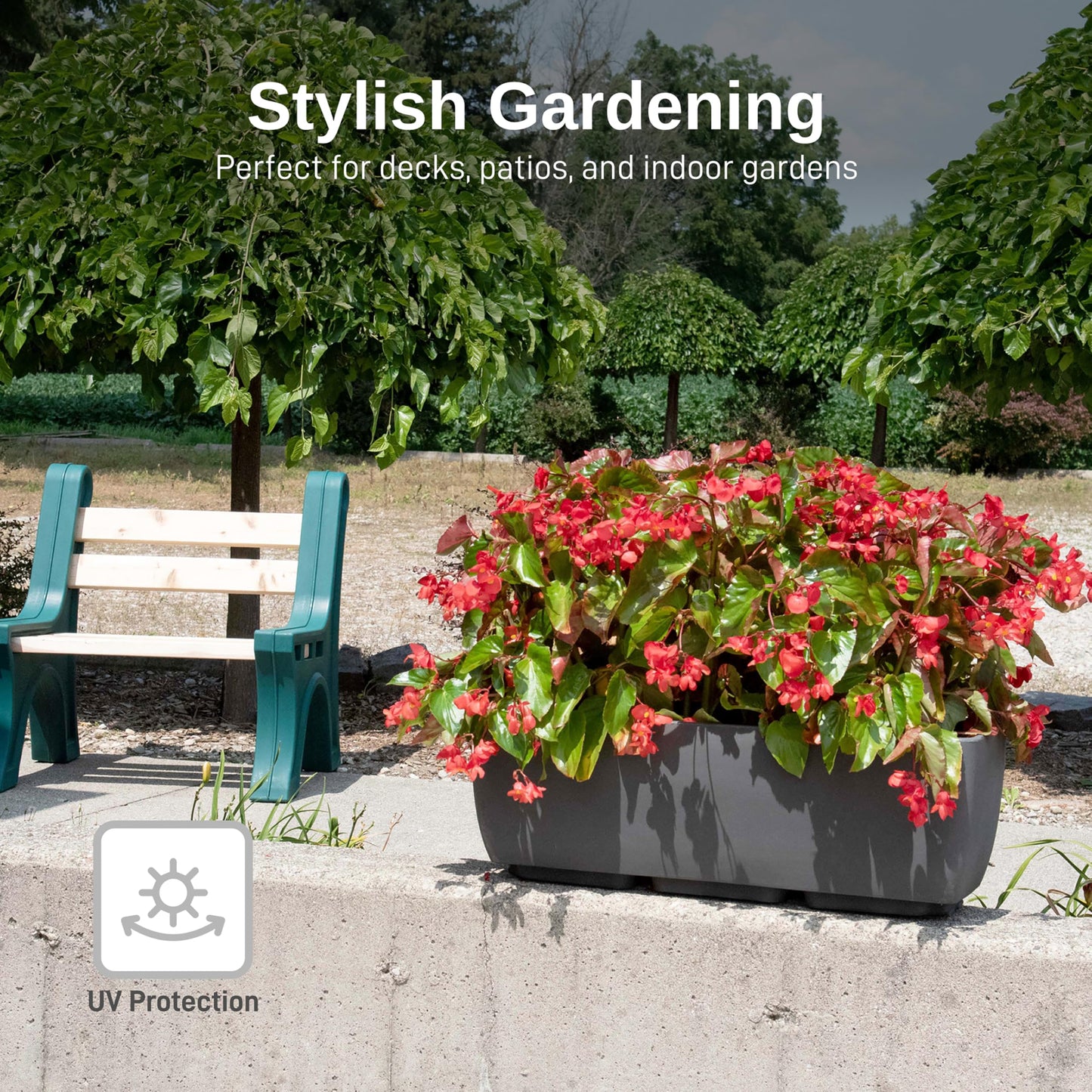 RTS Home Accents 30" Urban Rectangular Garden Planter, Graphite - Stylish, Durable, and Weather-Resistant Planter for Outdoor Gardens, Patios, and Urban Spaces