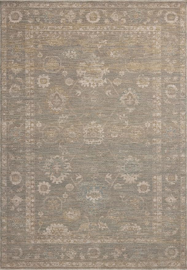Loloi Chris Loves Julia Louisa Collection LOI-04 Lagoon/Ivory 5'-3" x 7'-6", .38" Pile Height, Area Rug