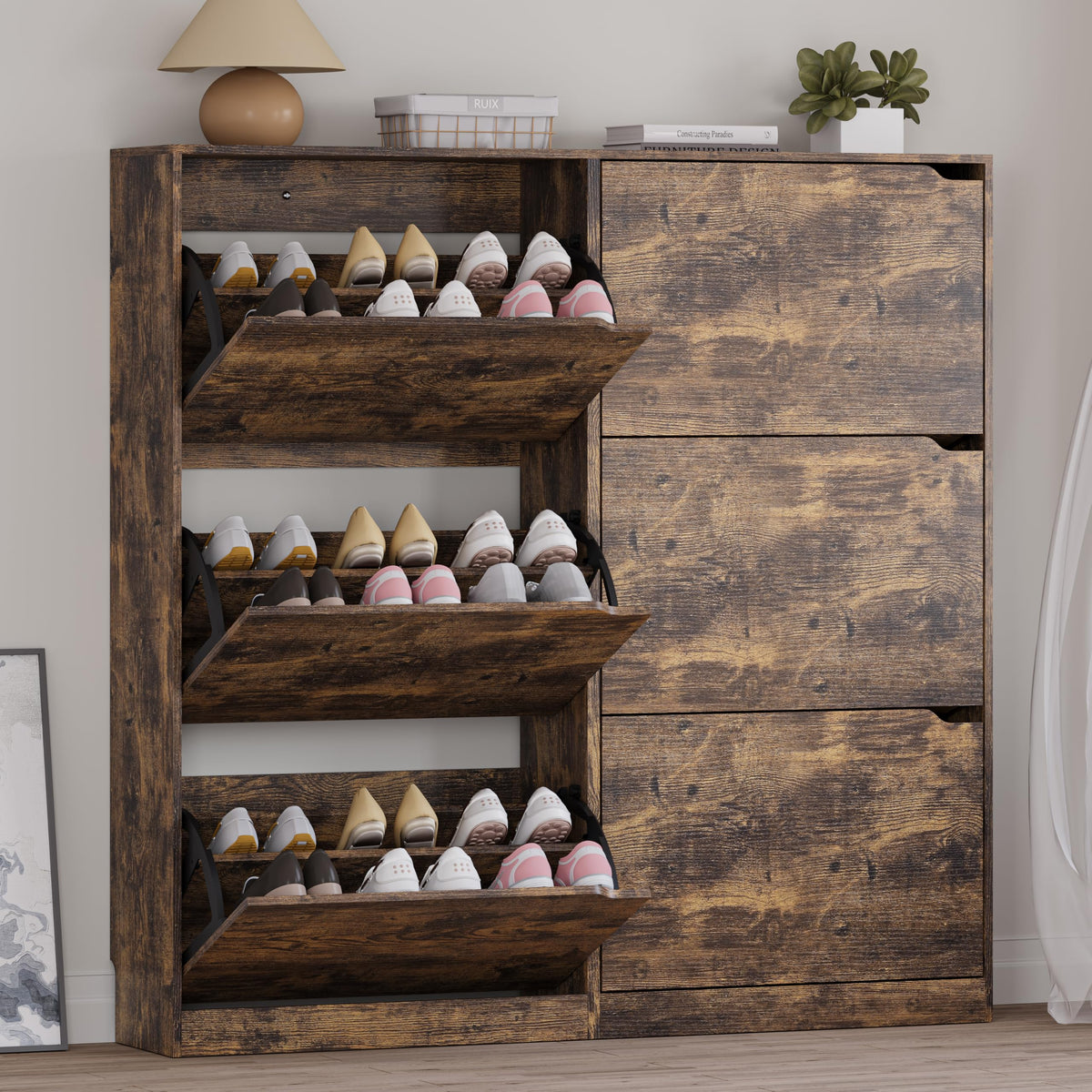 Shoe Cabinet with 6 Flip Drawers