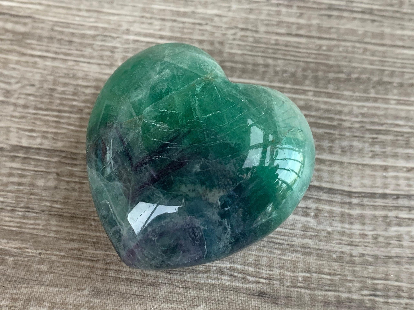 GAF TREASURES Rainbow Fluorite Gemstone Hearts, Polished Rainbow Fluorite Puffy Hearts, Rainbow Fluorite Crystal Palm Stone, Rainbow Fluorite Healing Crystal Hearts (1 Heart)