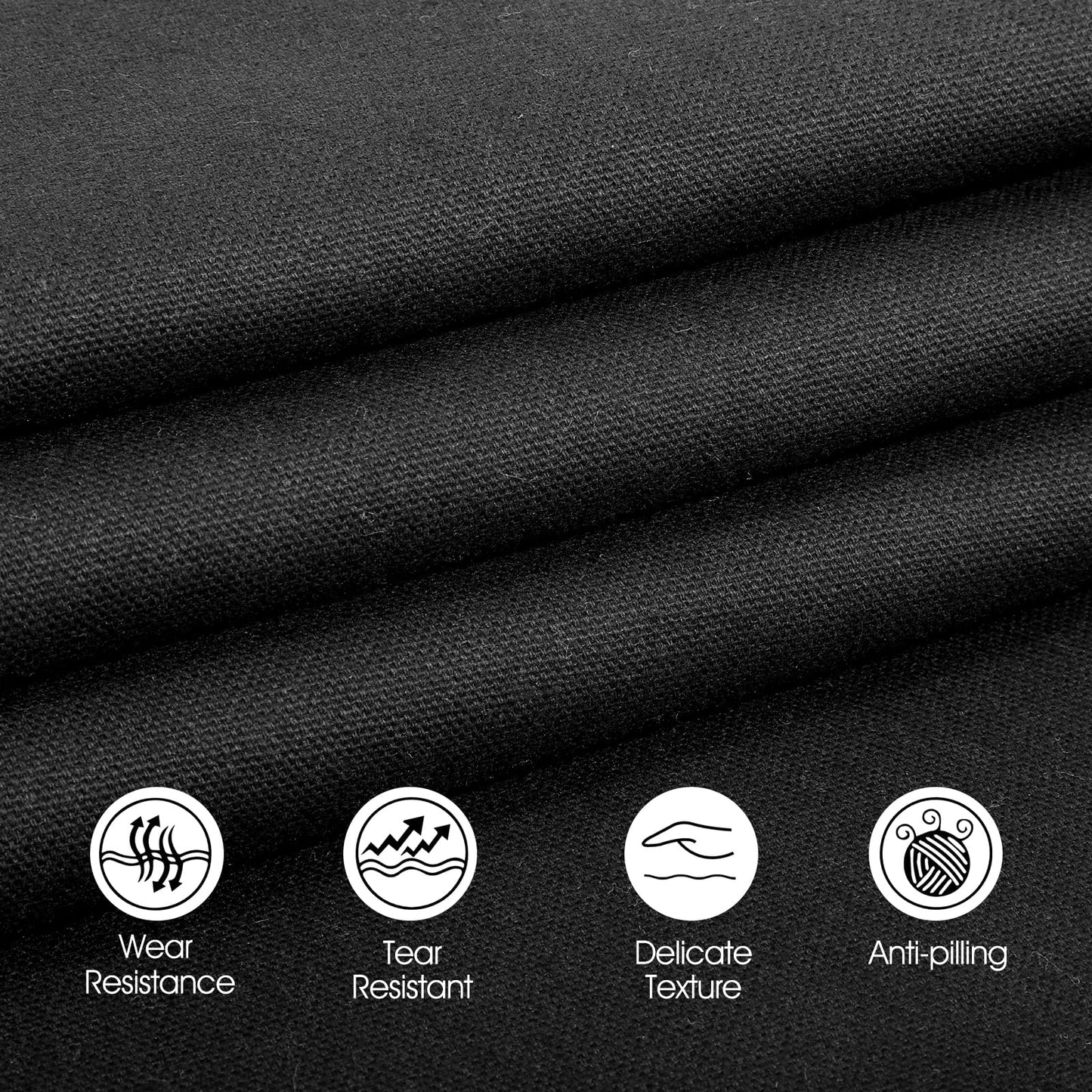 Black Cotton Canvas Fabric 60x80 in 10oz Black Embroidery Sewing Fabric by The 2 Yard for Painting, Sewing, Bag, Crafts, Embroidery, Handmade Home Decor