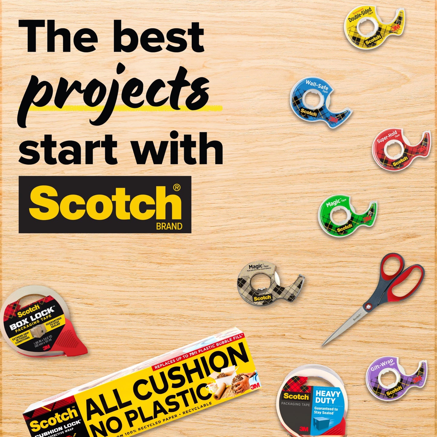Scotch Transparent Tape, Clear Tape Engineered for Office and Home Use, 3 Inche Core, 1 in x 2592 in, 3 Rolls