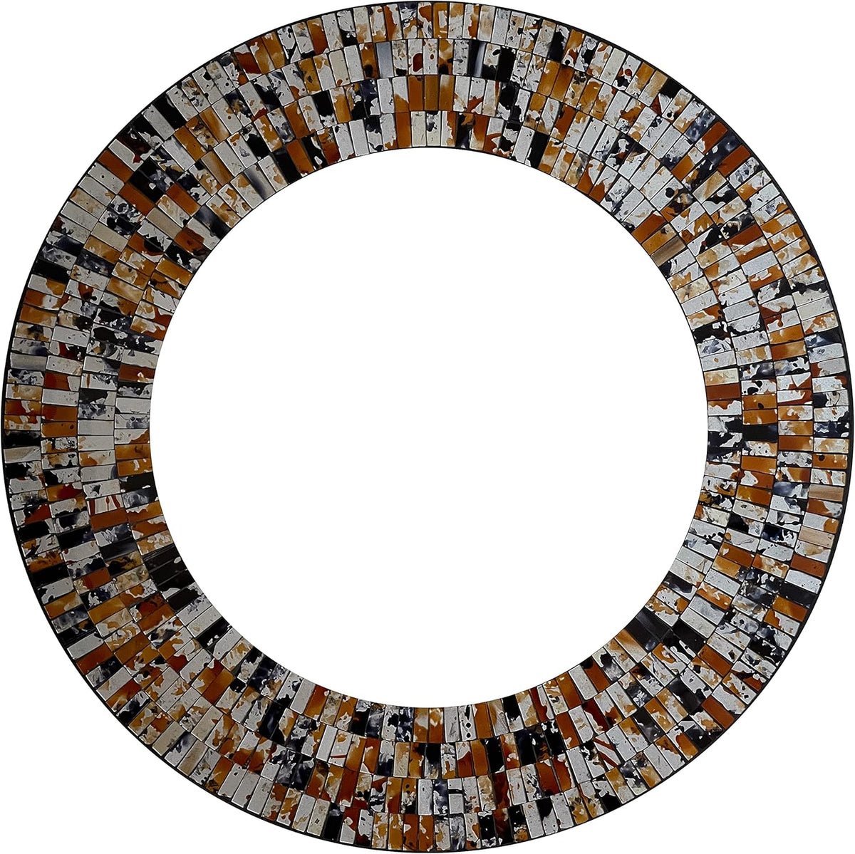 Mosaic Mirror, Wall Art Décor – Handcrafted Decorative Wall Mirror, Apricot Mosaic Mirror, 24” Frame, 15" Round Mirror for Hallway, Bedroom, Bathroom, Living Room