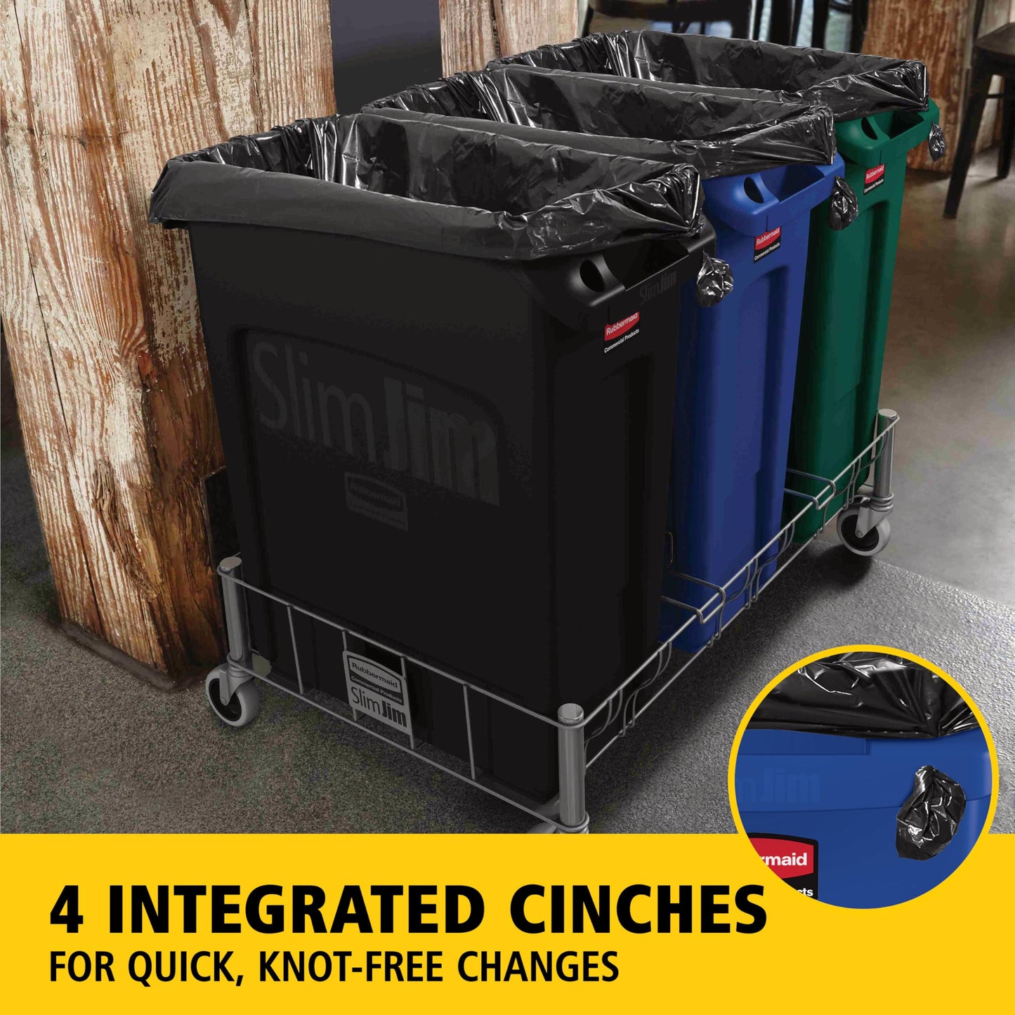 Rubbermaid Commercial Products Slim Jim Plastic Rectangular Recycling Bin/Trash Can with Venting Channels 23 Gal Blue for Kitchens/Classrooms/Offices/Back of House