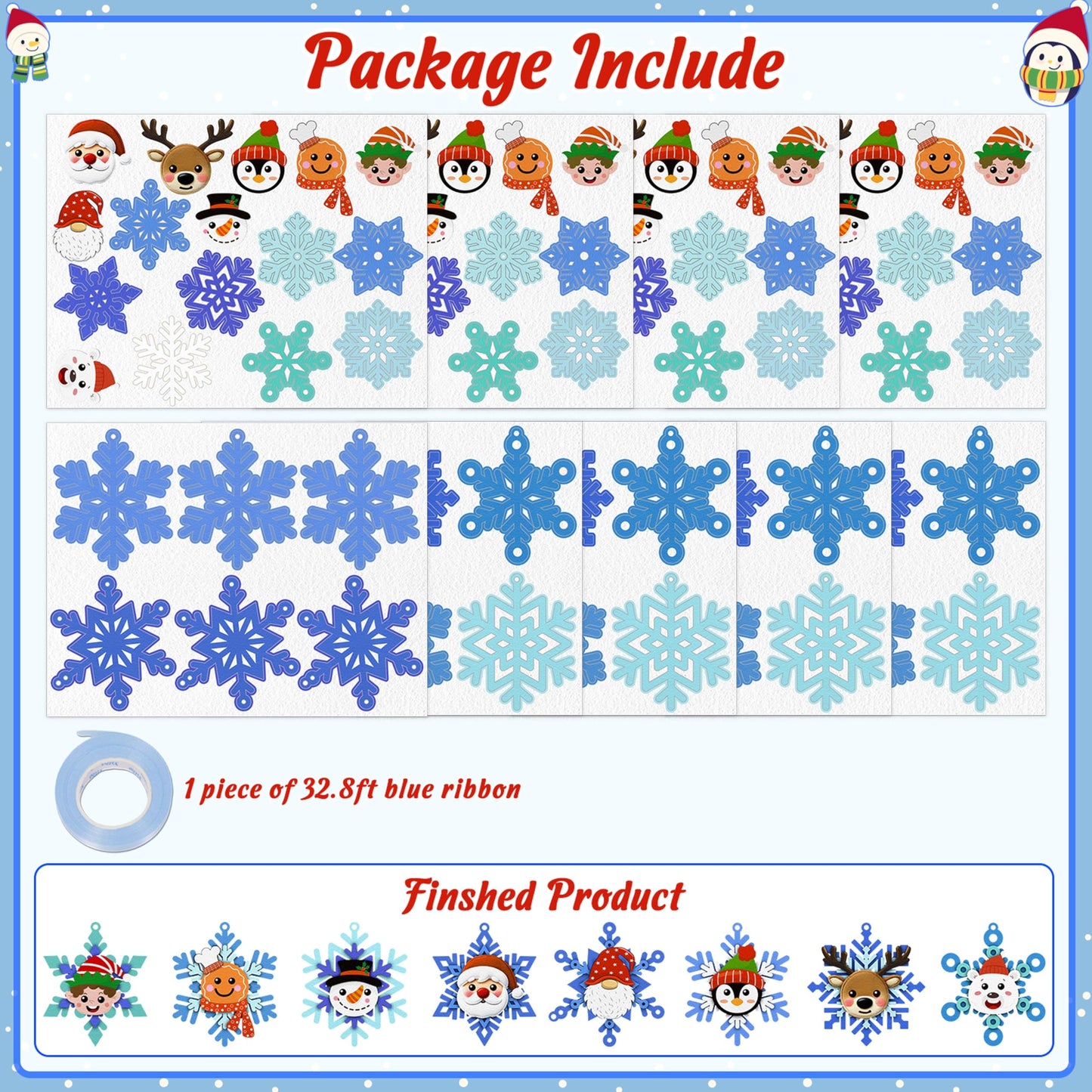 80UncleKimby 30pcs Christmas Winter Crafts for Kids - DIY Snowflake Felt Ornament Kit for Holiday Party, Classroom Arts and Craft Kits Bulk
