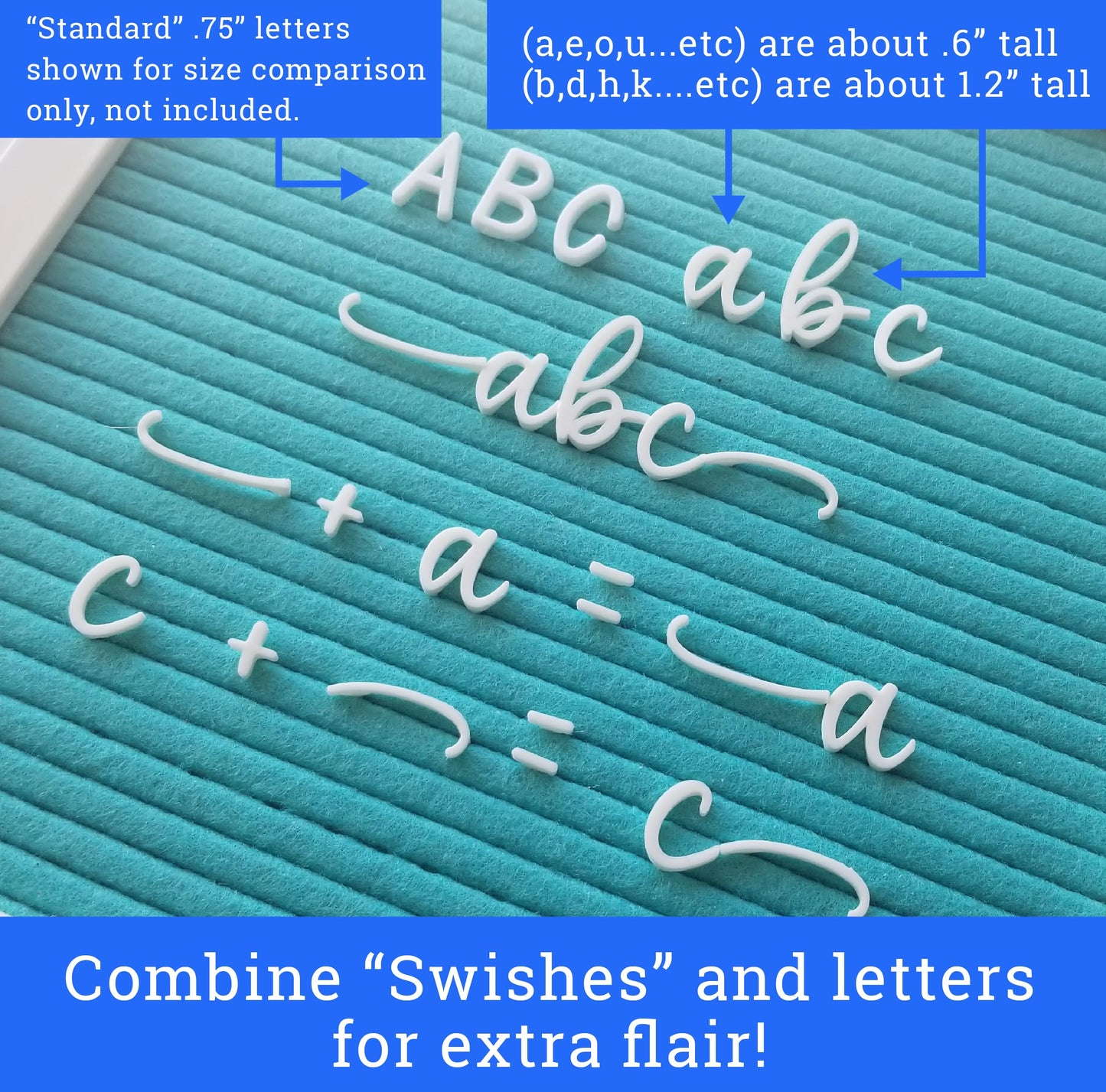 Cursive Letter Set for Felt Letterboards, 150+ Lowercase Script Letters, Pre-cut, Board NOT included