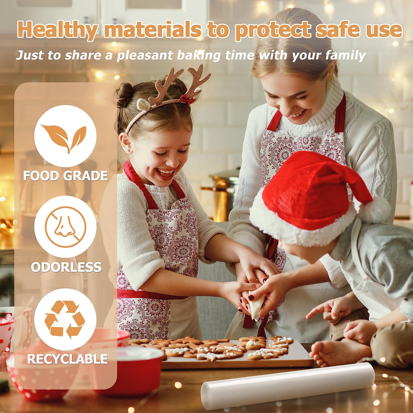 MMmat Silicone Baking Mat Roll, Non-Stick Heat Resistant Food Grade Baking Mats, Non-Slip Reusable Air Fryer Linner, Freeze Dryer Mat, Counter Mat, Oven Liner, Refrigerator Liners - 12IN x 8FT