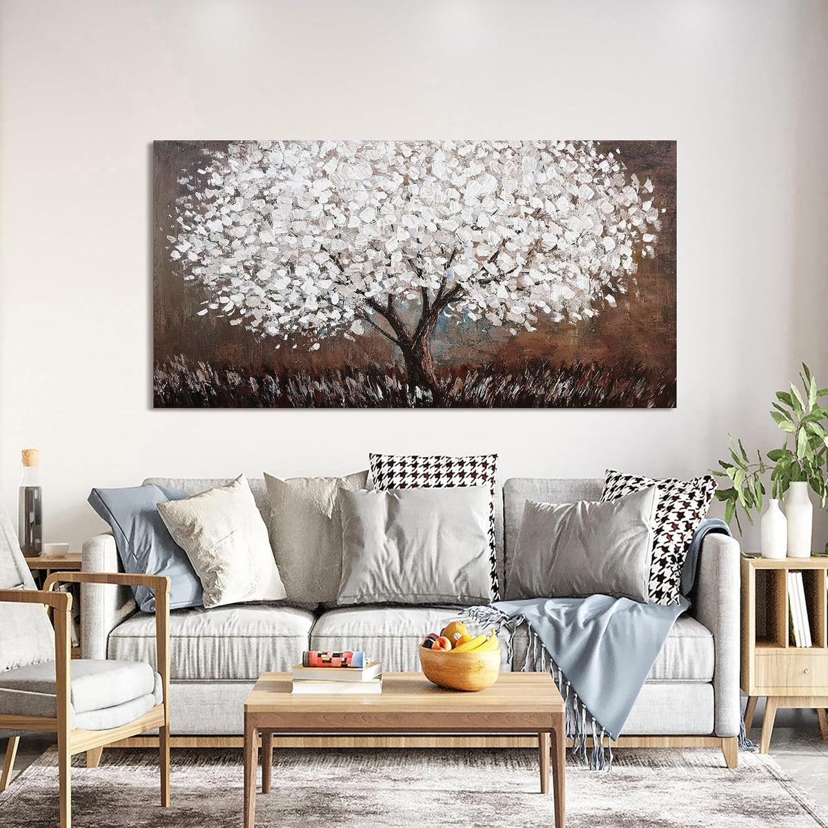 Canvas Wall Art Decor Artwork for Walls Large Black and White Wall Art Decor for Living Room Tree of Life Wall Art Vintage Tree Flower Wall Decor Art Paintings for Room Home Office Wall Decor 29"X58"